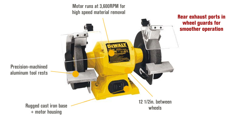 DEWALT Heavy Duty Benchtop Grinder 8in. 3 4 HP 3600 RPM Model