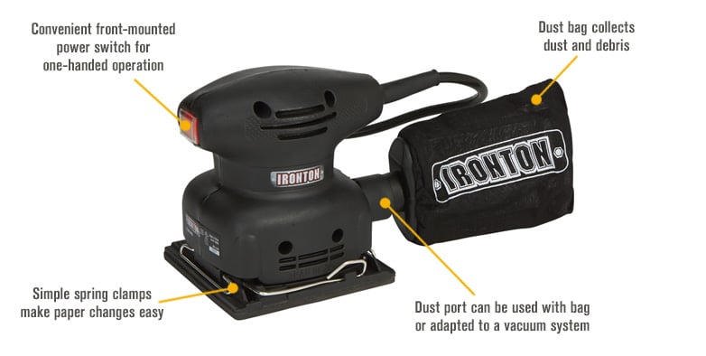 Triton 200W Orbital Palm Sander 1/4 Sheet TQTRSS 389621 | UK