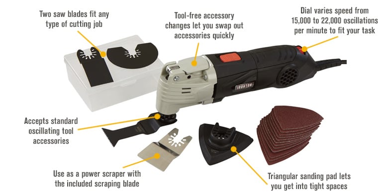 Oscillating Multi-Tool, Variable Speed, 2.5-Amp