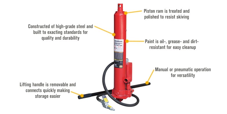 Strongway 8-Ton Long Ram Air/Hydraulic Jack — Single Piston, Clevis Base  Northern Tool