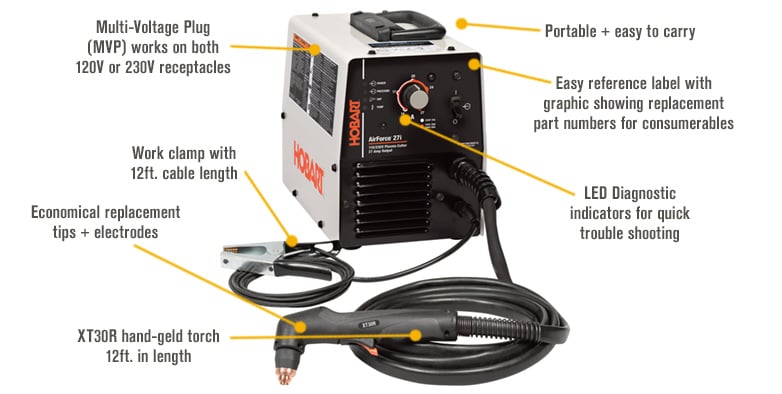 Hobart AirForce 27i Plasma Cutter With Multi-Voltage Plug, Inverter ...