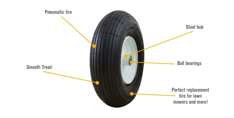 Marathon Tires Pneumatic Wheelbarrow Tire, 3/4in. Bore, 4.00-6in ...
