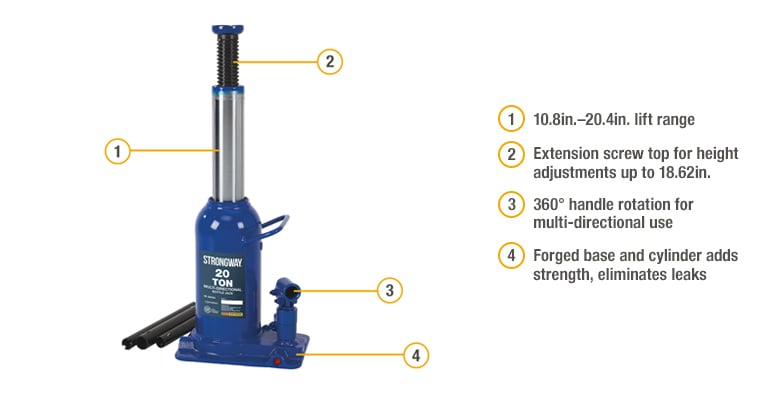 Strongway Multidirectional Bottle Jack, 20-Ton Capacity | Northern Tool