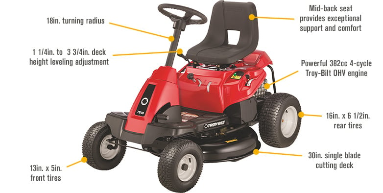 Troy Bilt Neighborhood Rider Riding Lawn Mower — 382cc Troy Bilt