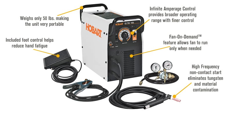 Hobart EZ-TIG 165i AC/DC TIG Welder — 230V, 165 Amps, Model