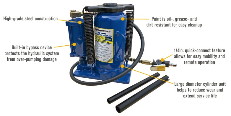 Stronghold 20-Ton Air/Hydraulic Bottle Jack, Model# 61202