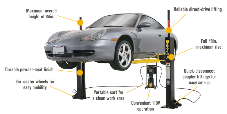 Dannmar MaxJax 2-Post Portable Car Lift — 6000-Lb. Capacity, Model ...