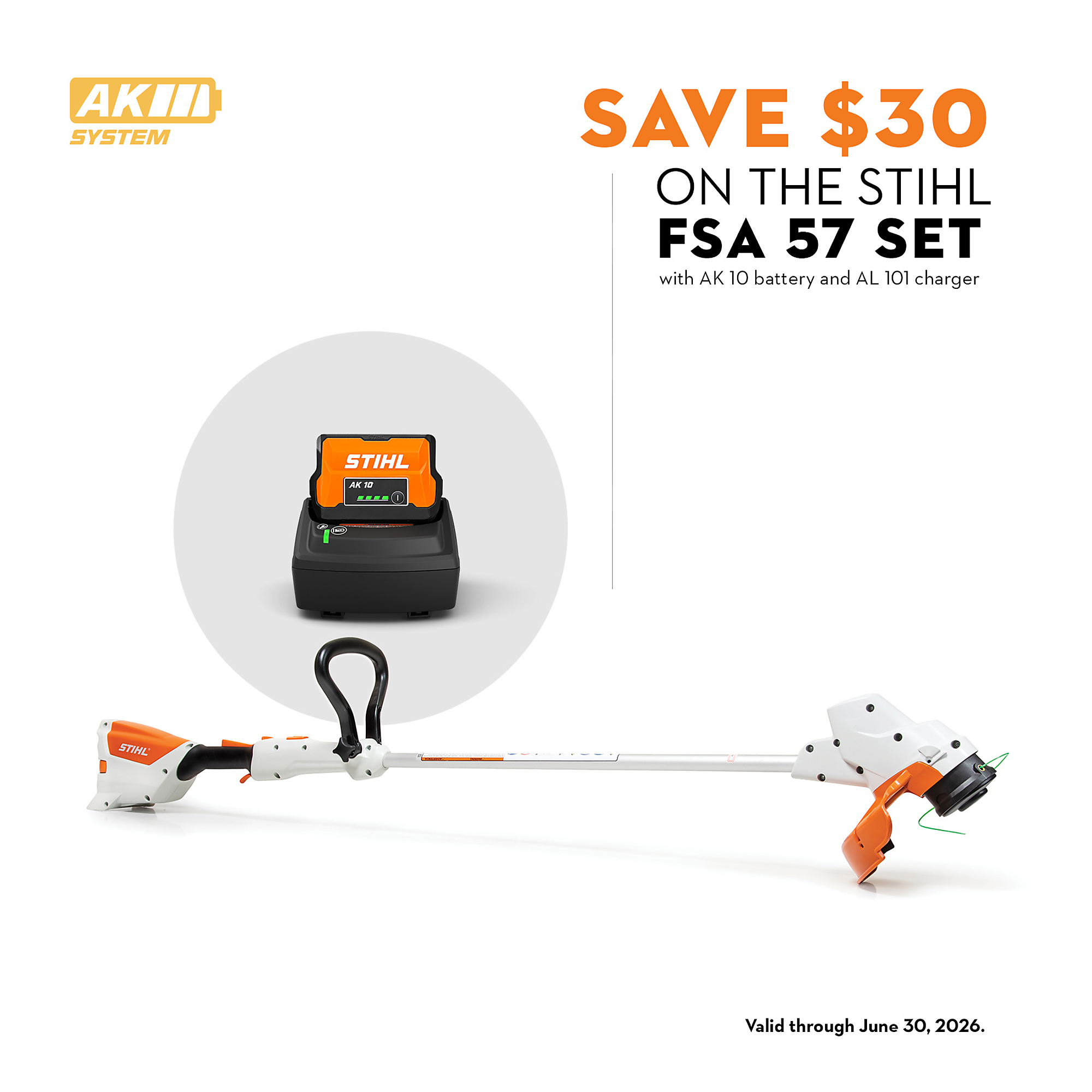 STIHL Battery-Operated FSA 57 Telescoping Straight Shaft String Trimmer