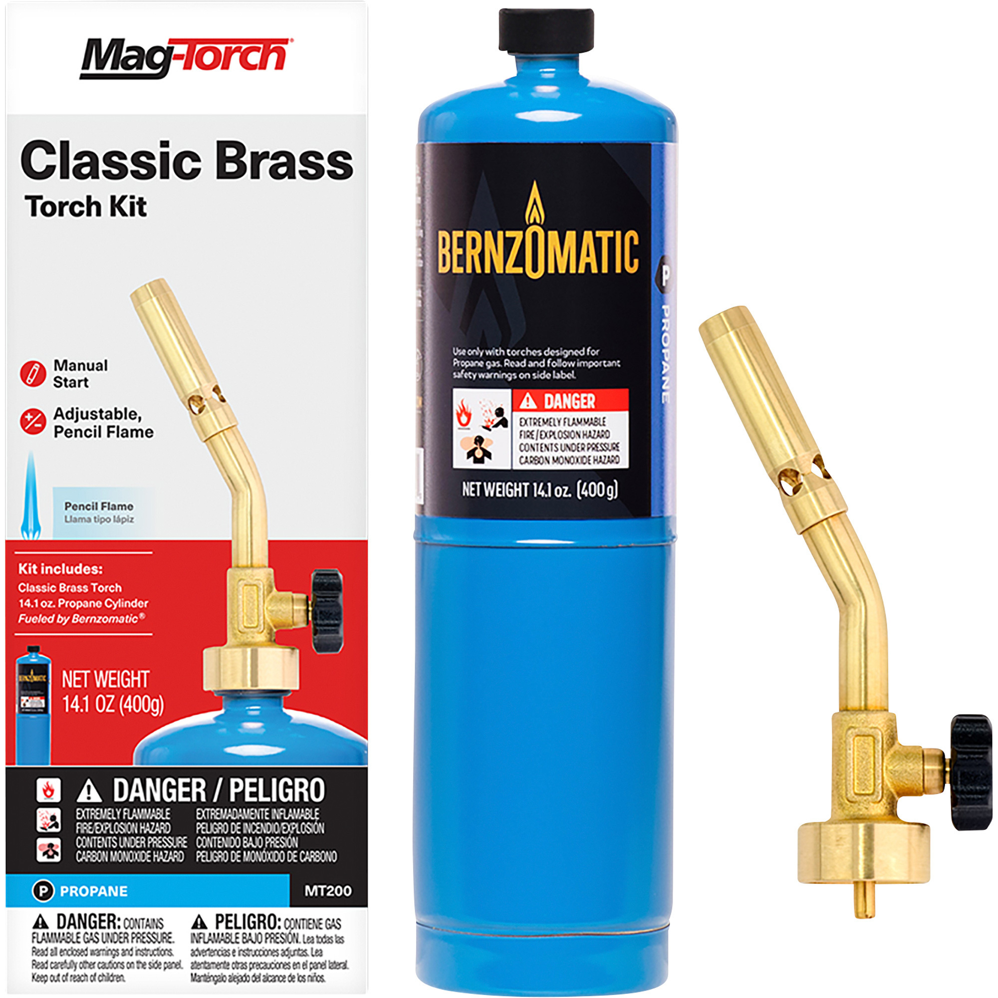 MagTorch Propane Torch Kit, 2-Piece Kit, Brass Pencil Tip and Propane