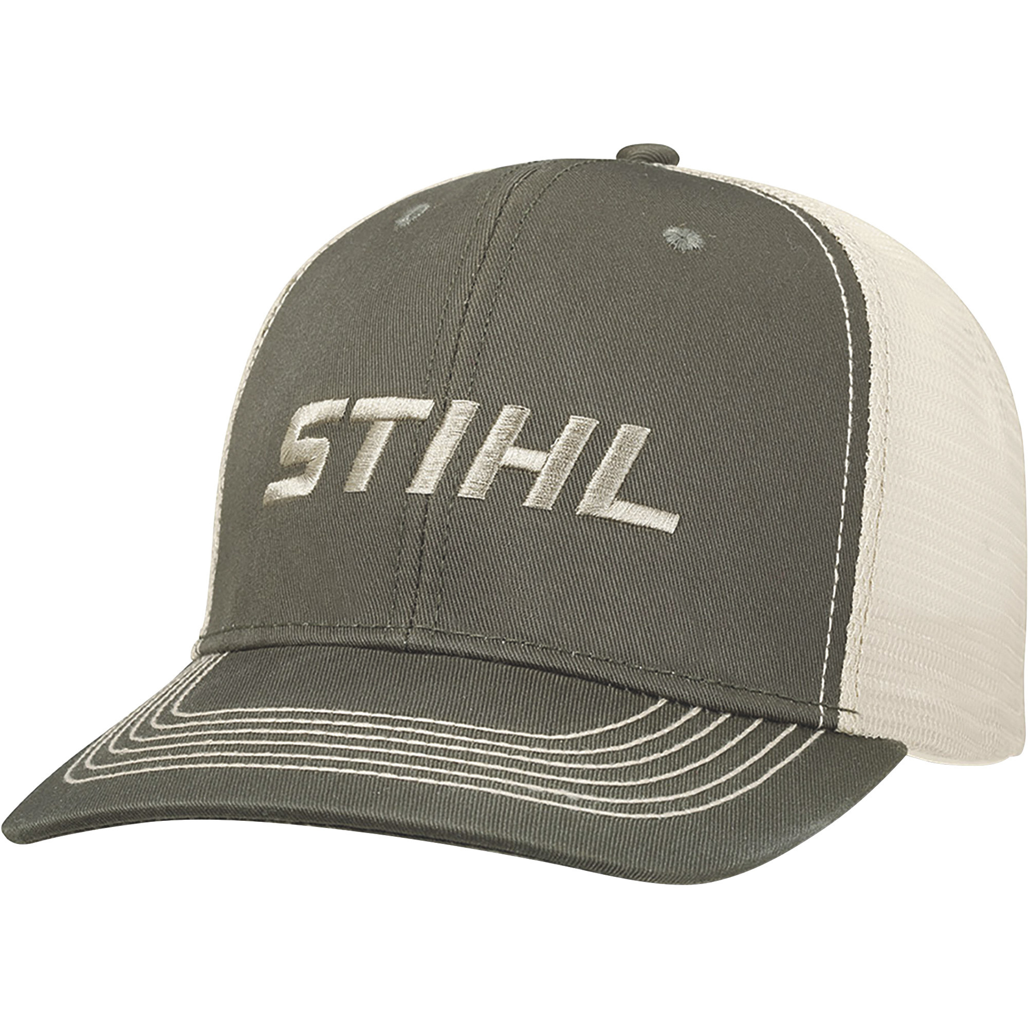 STIHL Outfitters Trademark Twill Cap with Mesh Back â Adjustable, Olive/Tan, Adjustable Plastic Snap Back