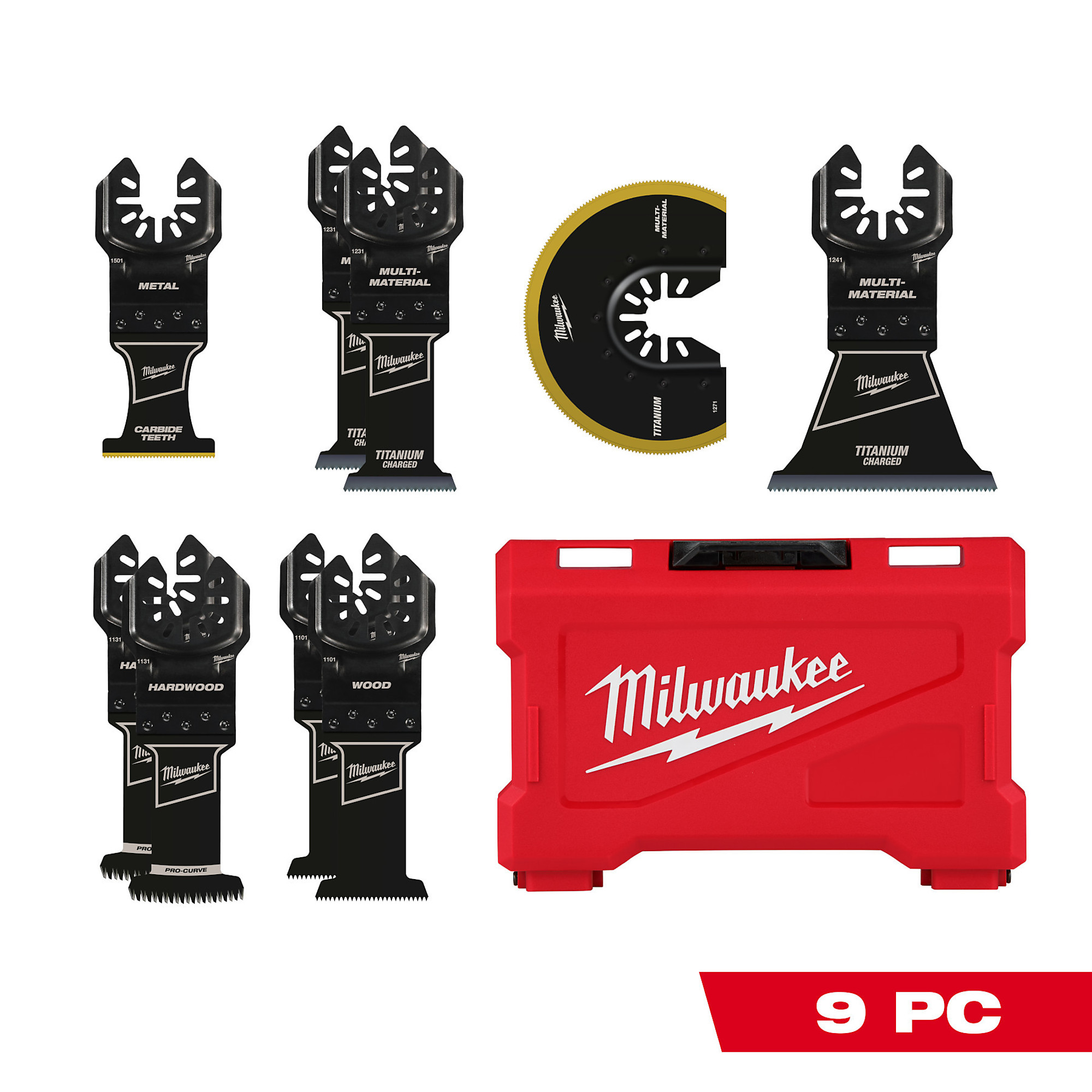 Milwaukee Universal Fit Open-Lok 9-Piece Oscillating Multi-Tool General Purpose Variety Pack, Model 49-10-9113