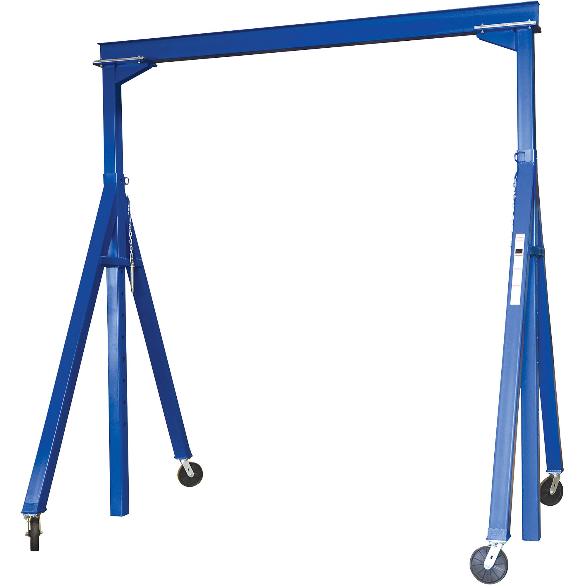 Vestil Steel Adjustable Height Gantry Crane with Glass Filled Nylon Casters, 2000-Lb. Capacity, Blue, Model AHS-2-15-9