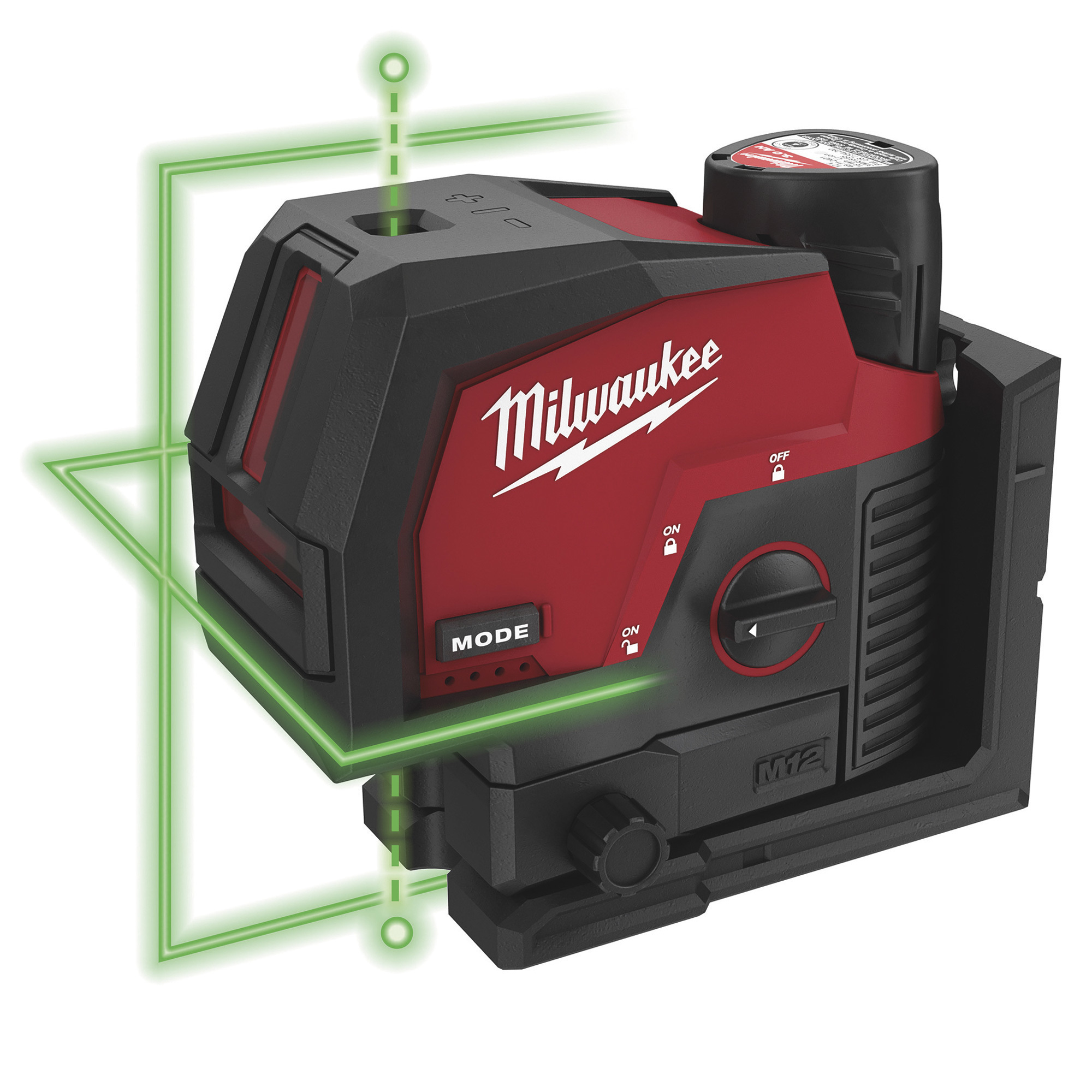 Milwaukee M12 Rechargeable Green Cross Line and Plumb Points Laser Kit, One Battery, Model 3622-21