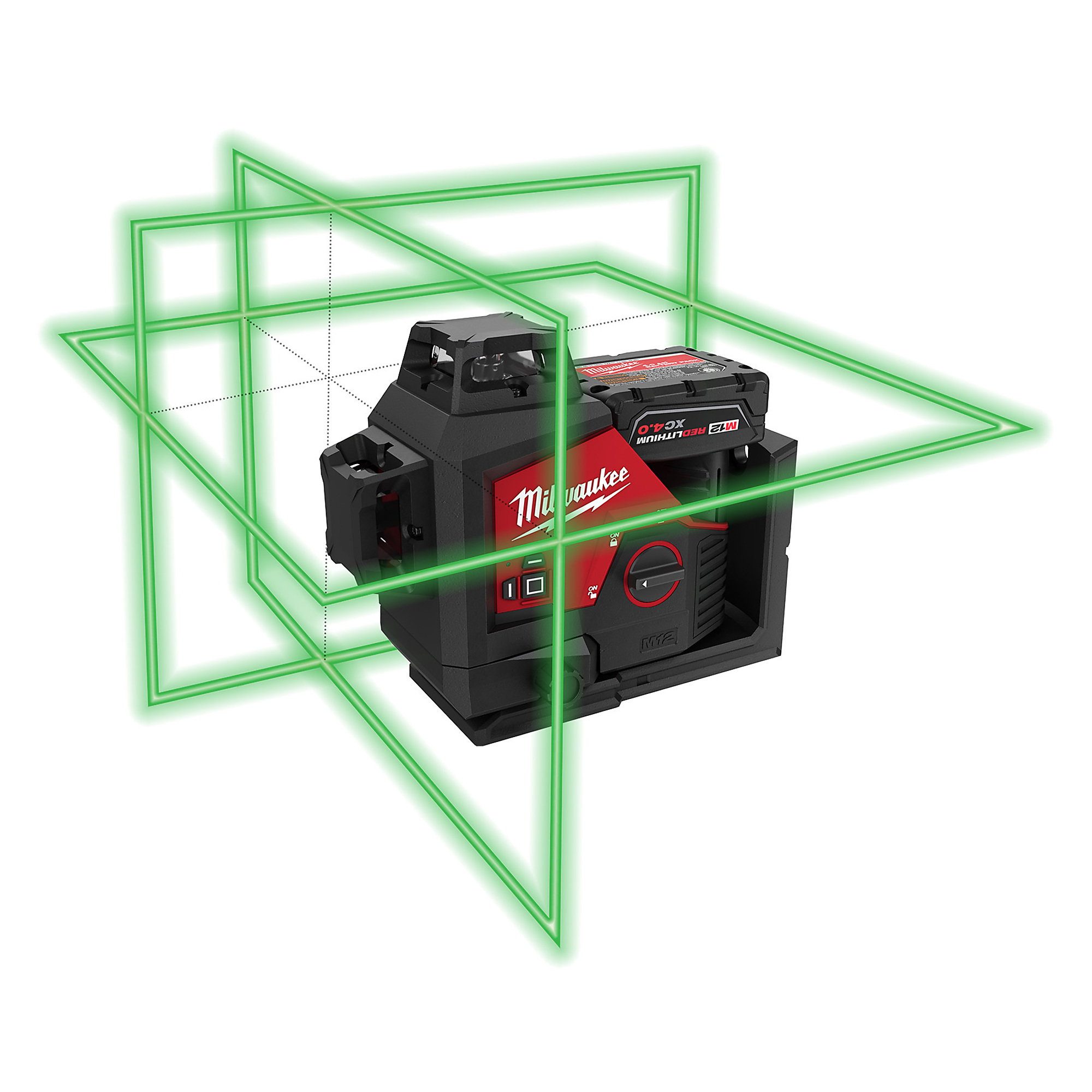 Milwaukee M12 Rechargeable Green 360Â° 3 Plane Laser Kit, One Battery, Model 3632-21