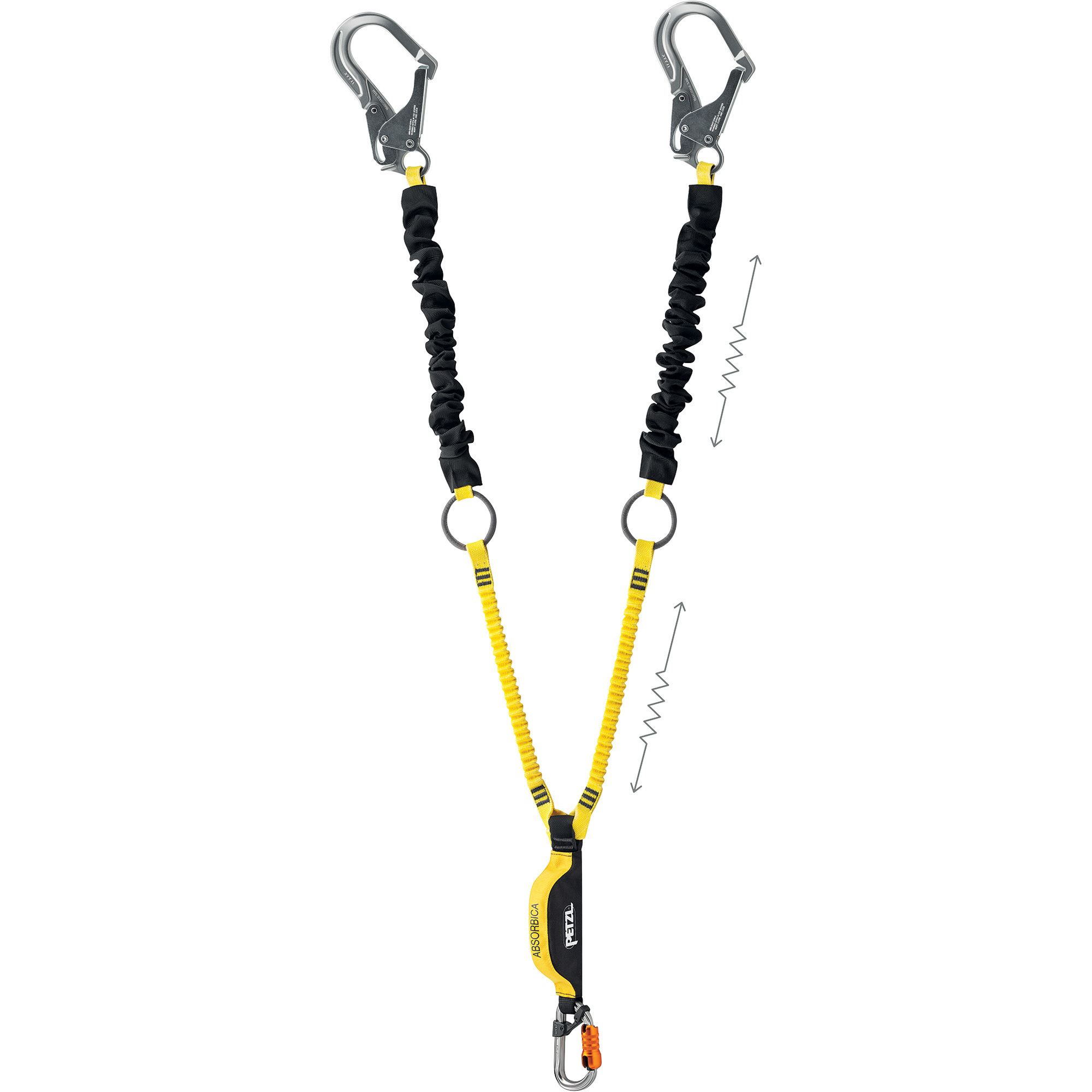 Petzl Double Lanyard with Tie-Back Rings and Energy Absorber, 4.9ft.L, Model L015BA00