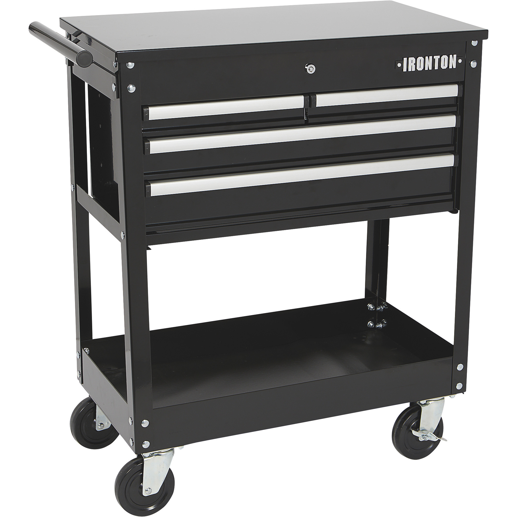 Ironton 30Inch 4-Drawer Tool Cart, 33-7/8Inch L x 17-5/8Inch W x 39-1/8Inch H, 500-Lb. Capacity