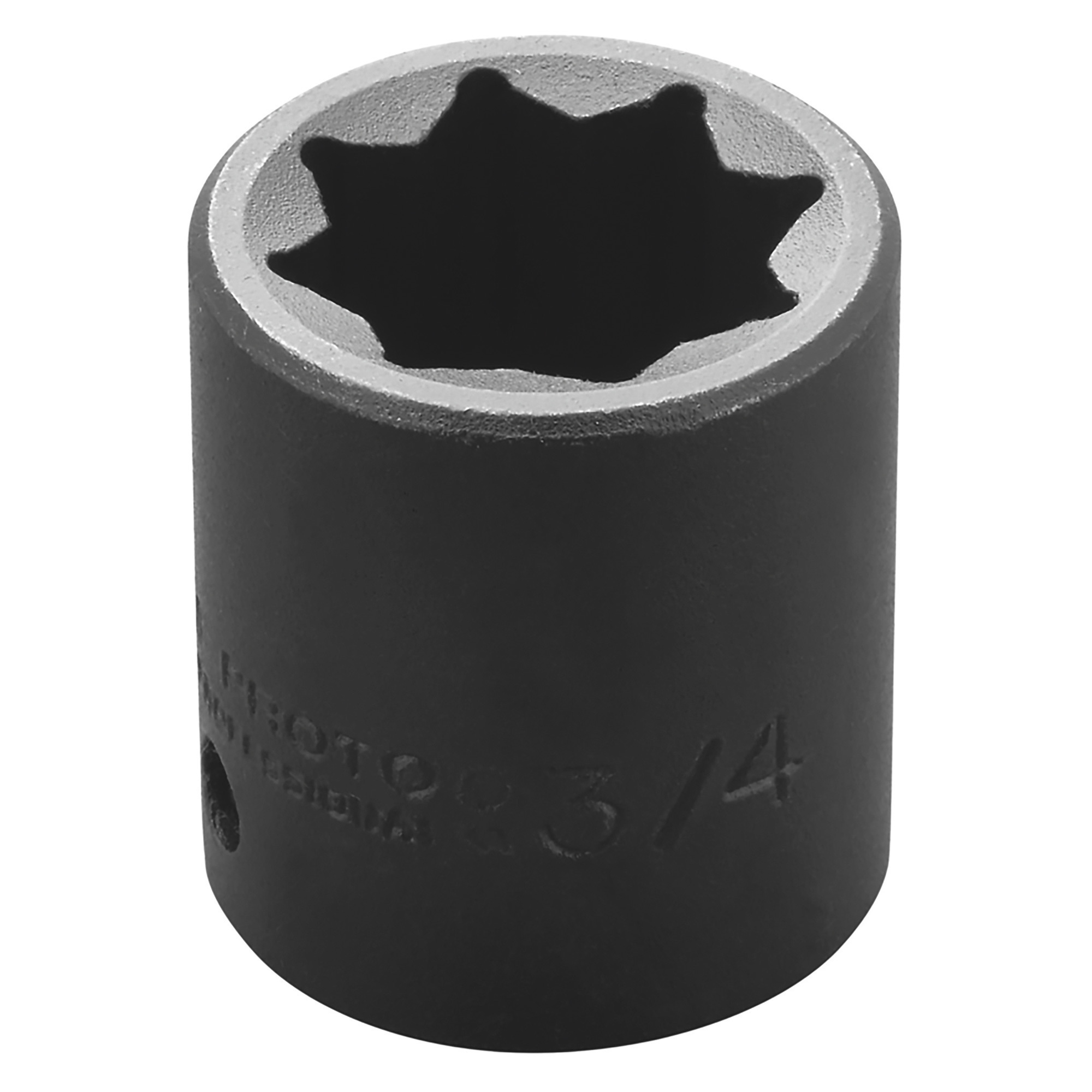 Proto 1/2Inch Drive, 3/4Inch SAE Impact Socket, 8-Point, Black Oxide Finish, Model J7424S