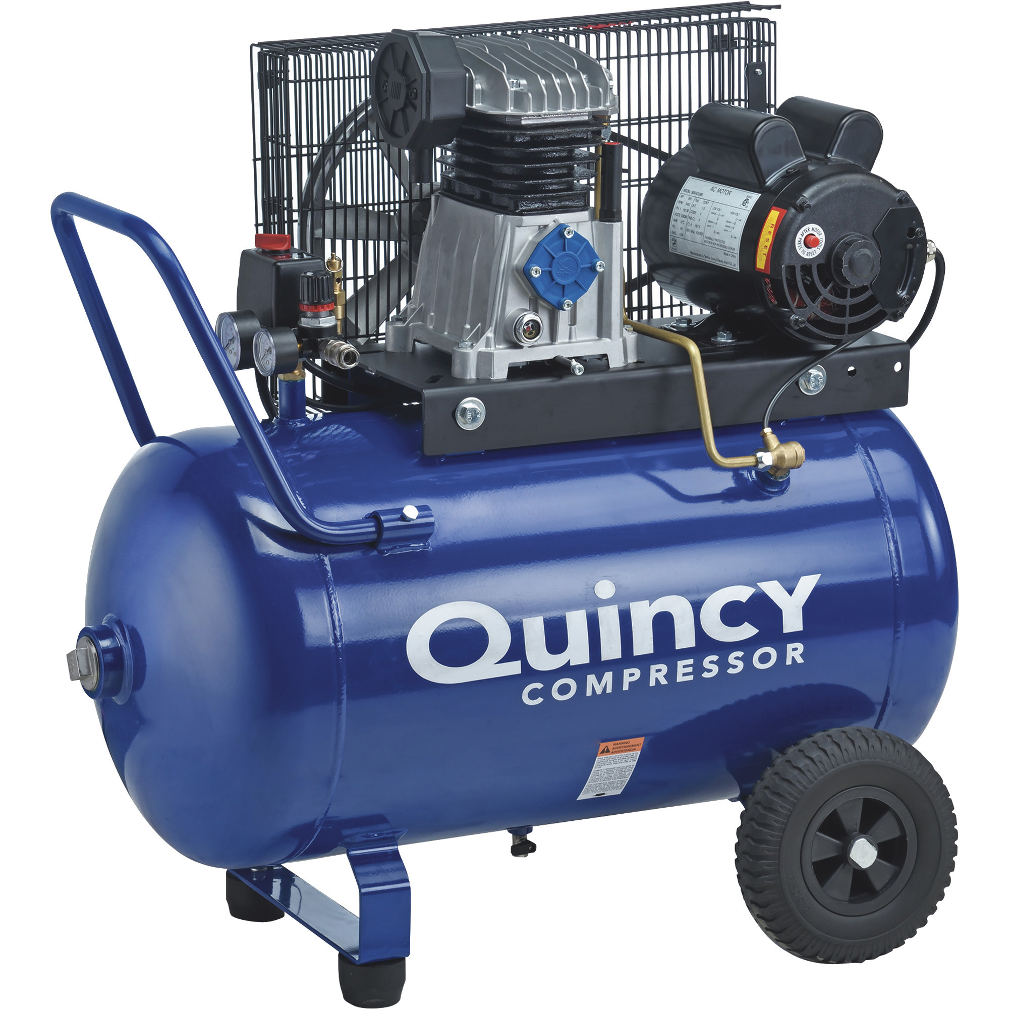 Quincy Single-Stage Portable Electric Air Compressor, 2 HP, 24-Gallon Horizontal, 7.4 CFM, Model Q12124HP