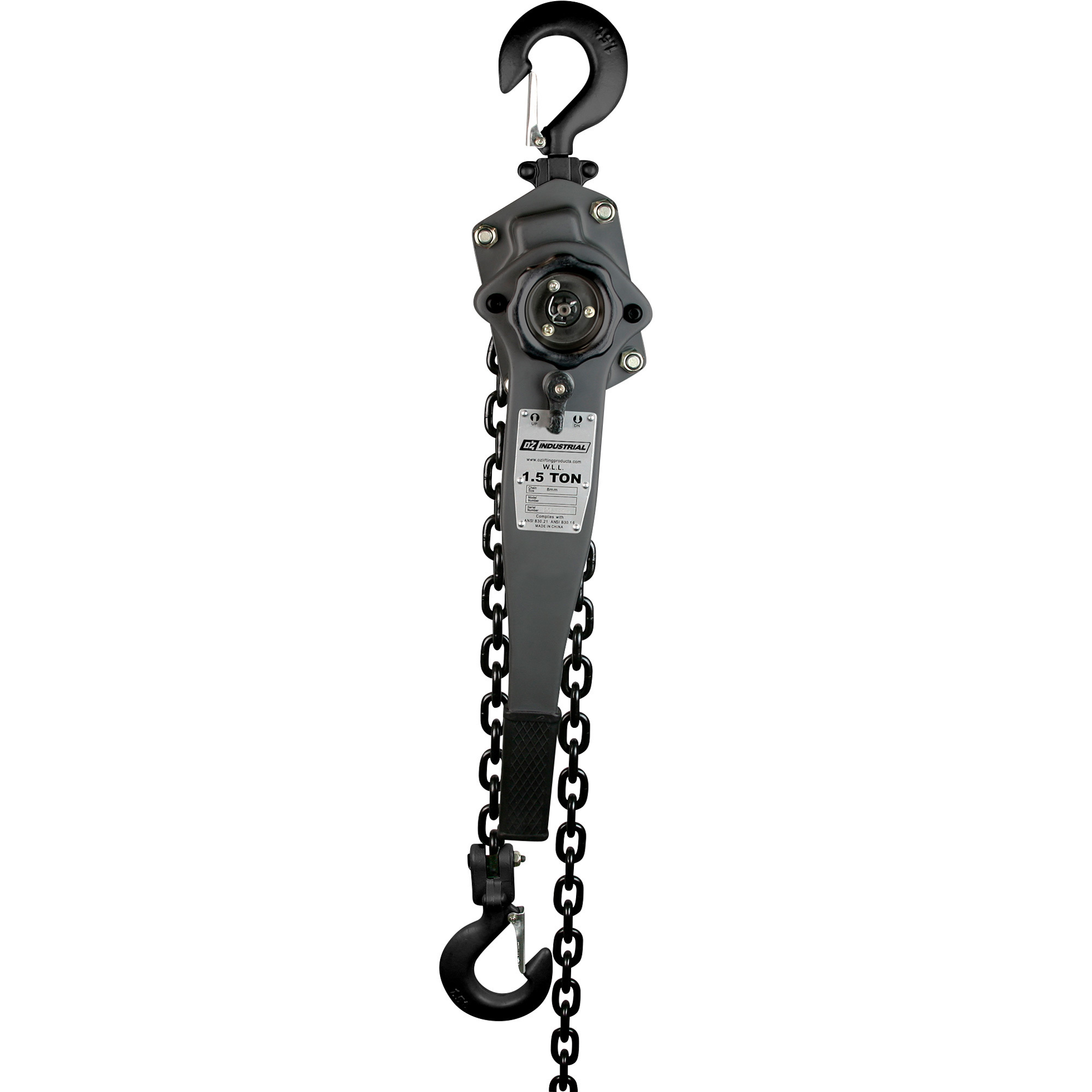 OZ Lifting Products Industrial Series Lever Hoist â 1 1/2-Ton Capacity, 10ft. Lift, Model OZIND150-10LH