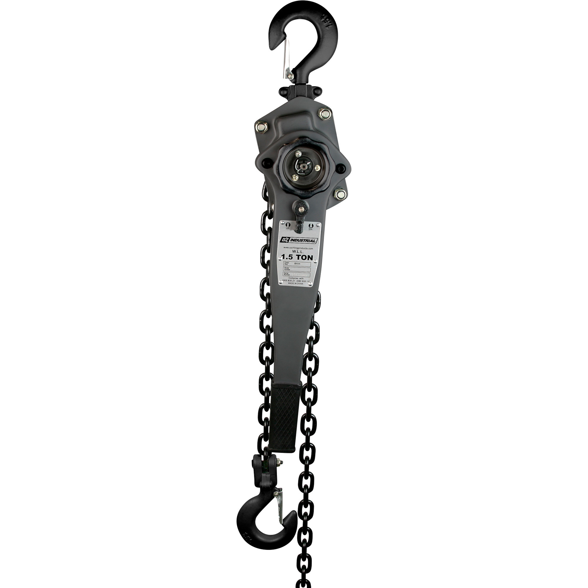 OZ Lifting Products Industrial Series Manual Lever Hoist â 1 1/2-Ton Capacity, 5ft. Lift, Model OZIND150-5LH