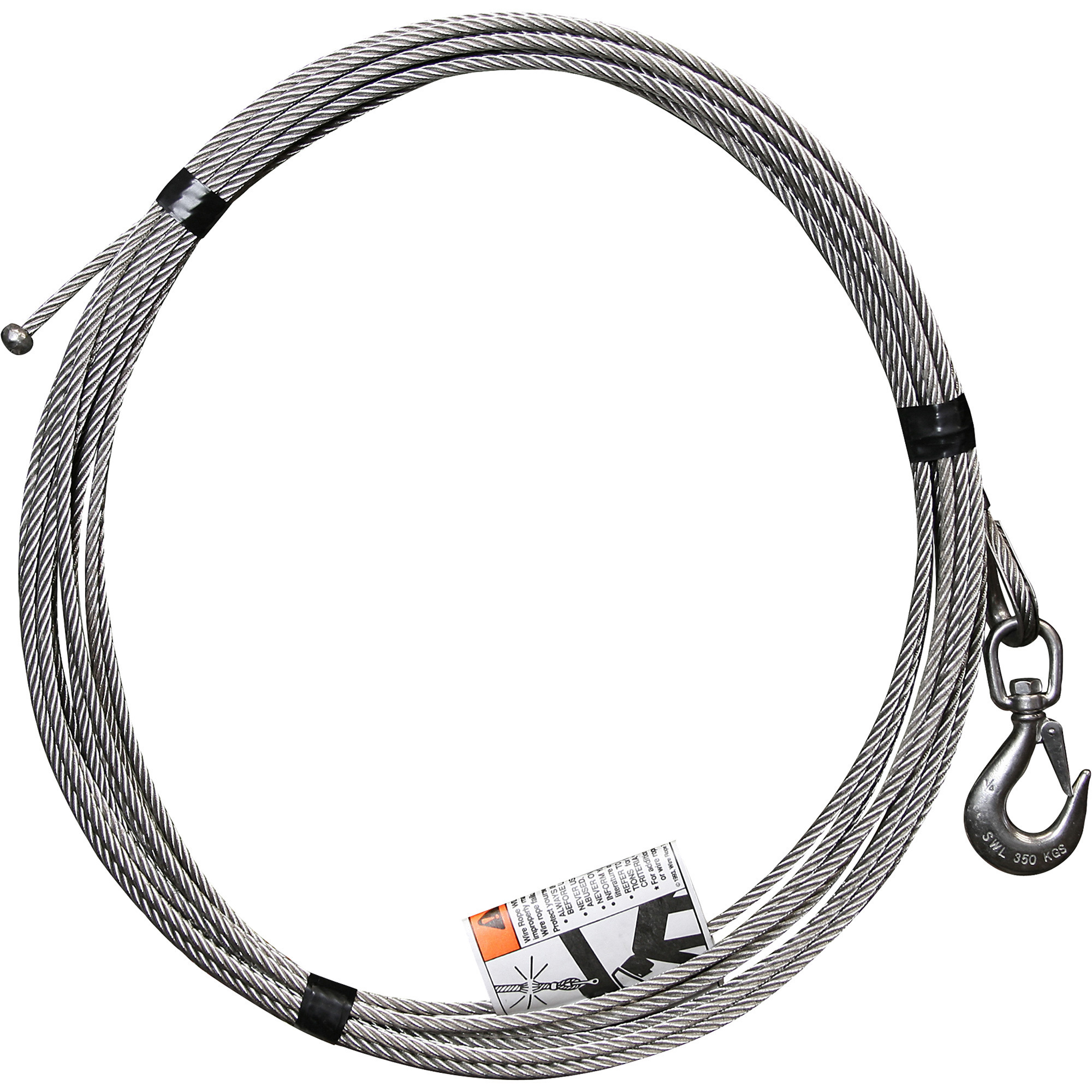 OZ Lifting Products Stainless Steel Wire Rope Assembly â 1/4Inch x 55ft.L, Model OZSS.25-55B