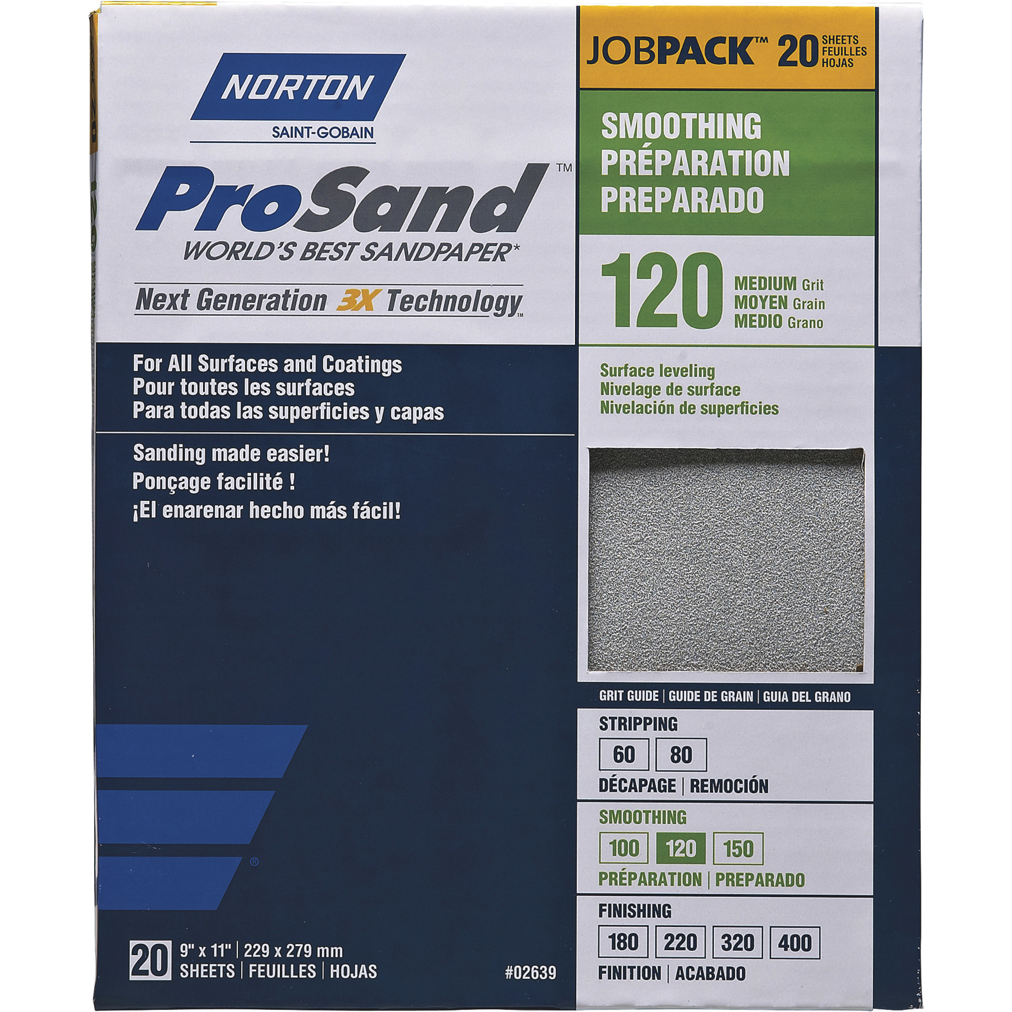 Norton ProSand Sandpaper, 20-Pack, 120 Grit, 9Inch W x 11Inch L