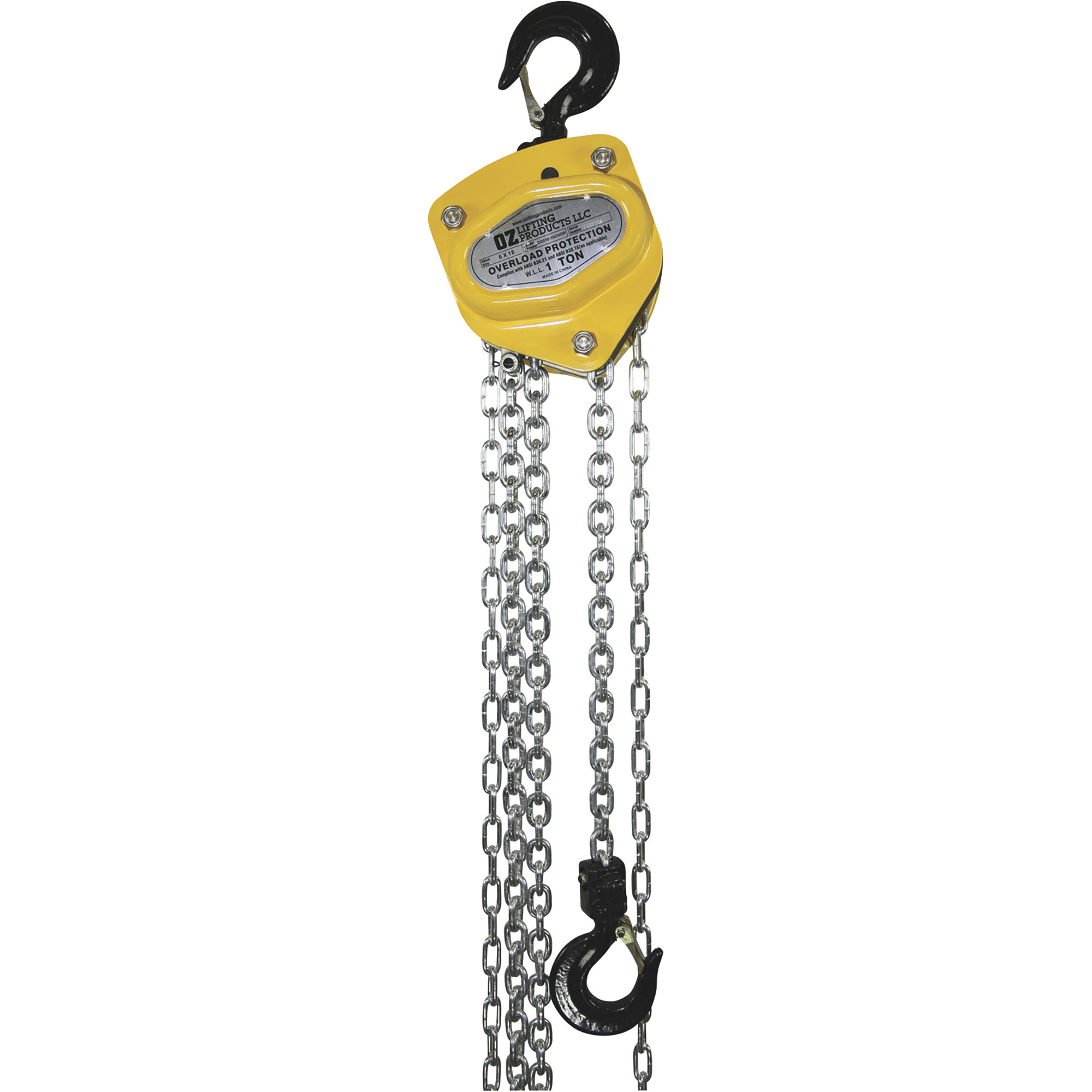 OZ Lifting Products Premium Manual Chain Hoist â 1-Ton Capacity, 30ft. Lift, Model OZ010-30CHOP