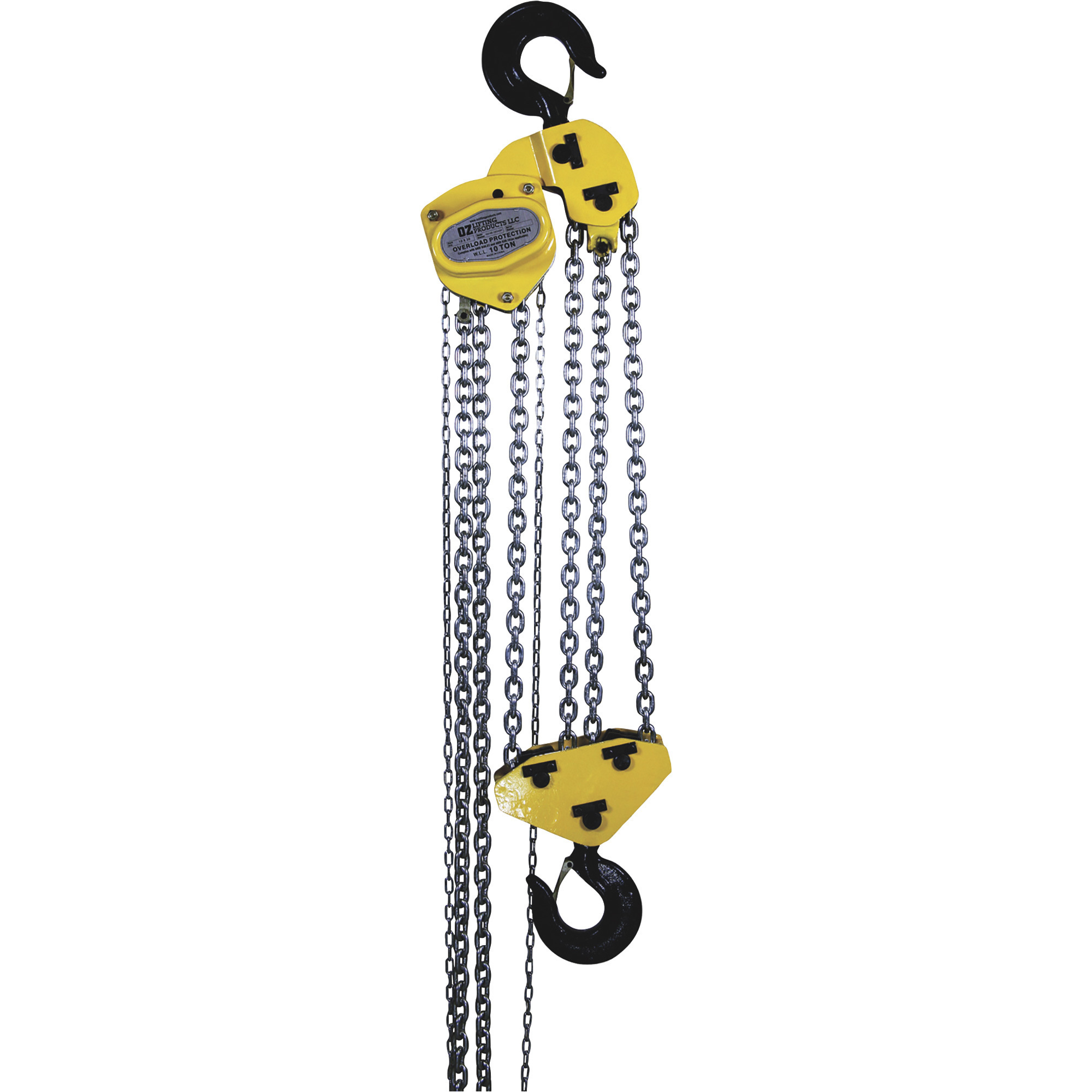 OZ Lifting Products Premium Manual Chain Hoist â10-Ton Capacity, 20ft. Lift, Model OZ100-20CHOP