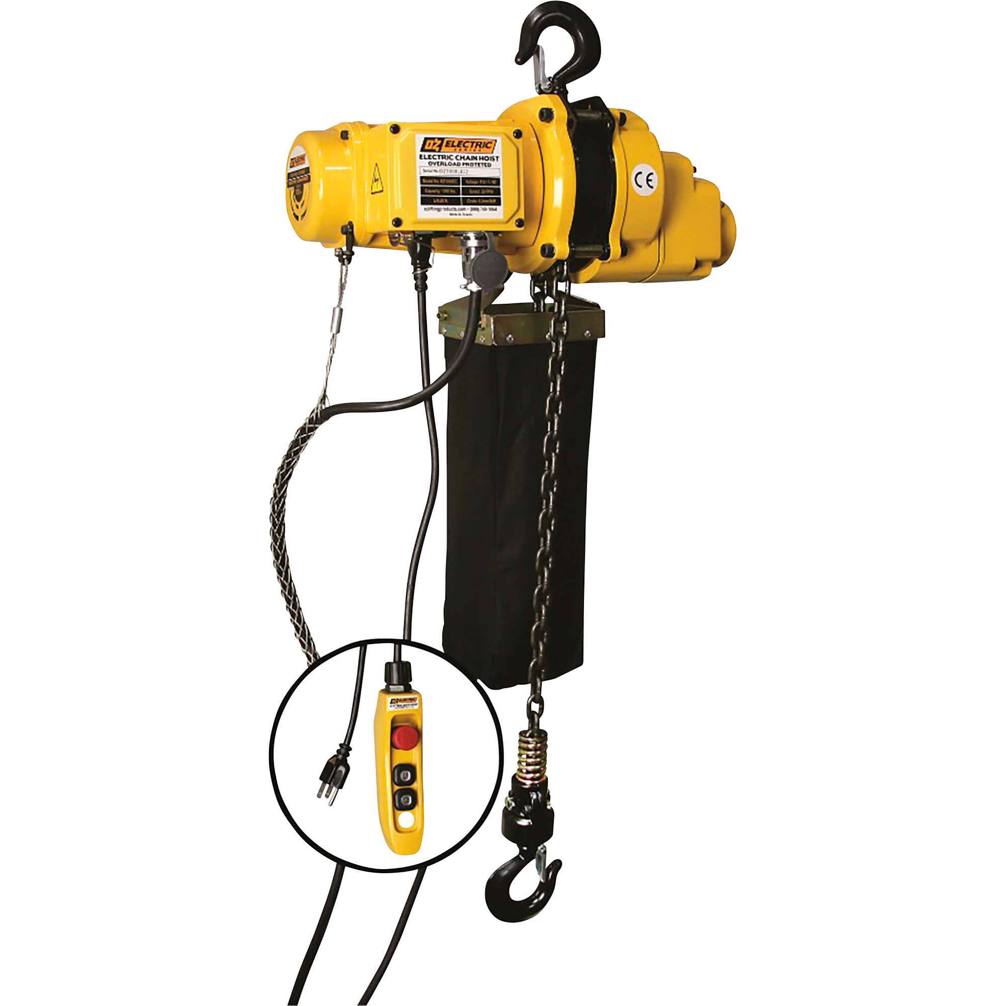 OZ Lifting Products Electric Chain Hoist â 1-Ton Capacity, 10ft. Lift, Model OZ2000EC