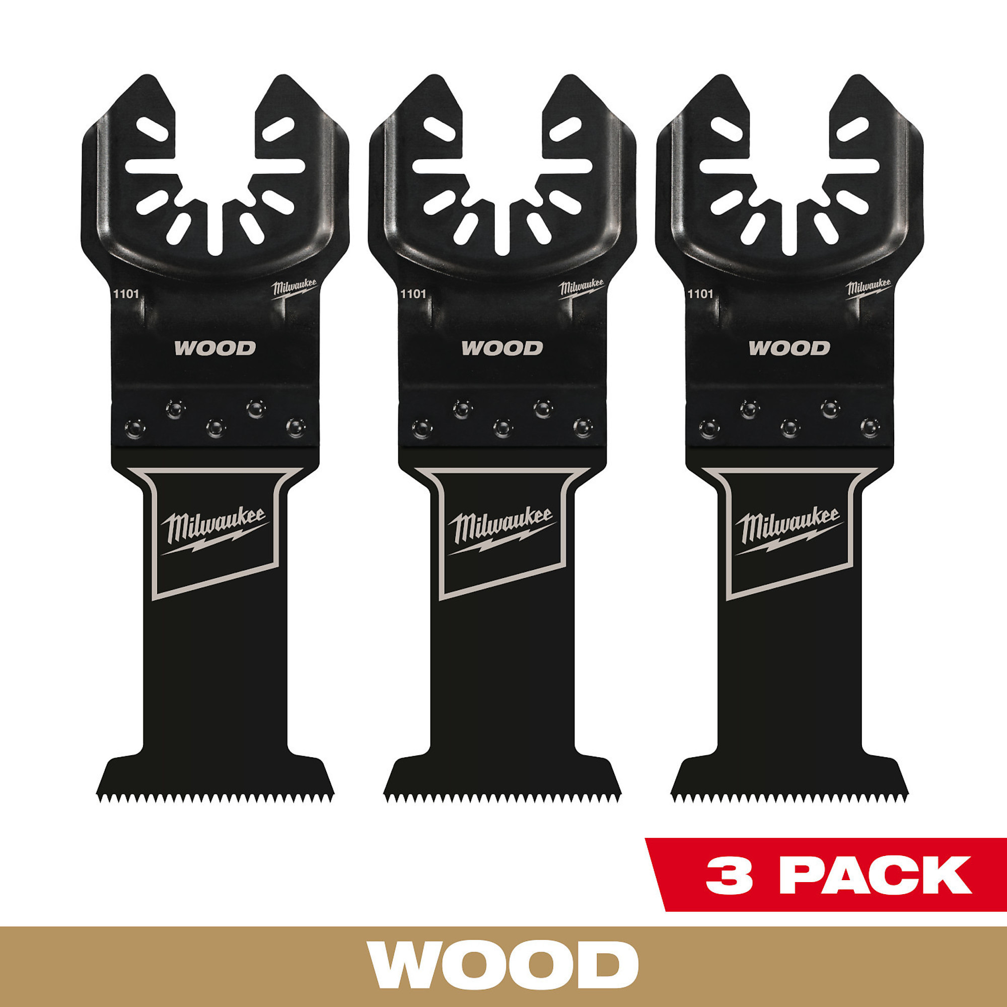 Milwaukee Universal Fit Open-Lok High Carbon Steel Wood Oscillating Multi-Tool Blades, 3-Piece, Model 49-25-1103