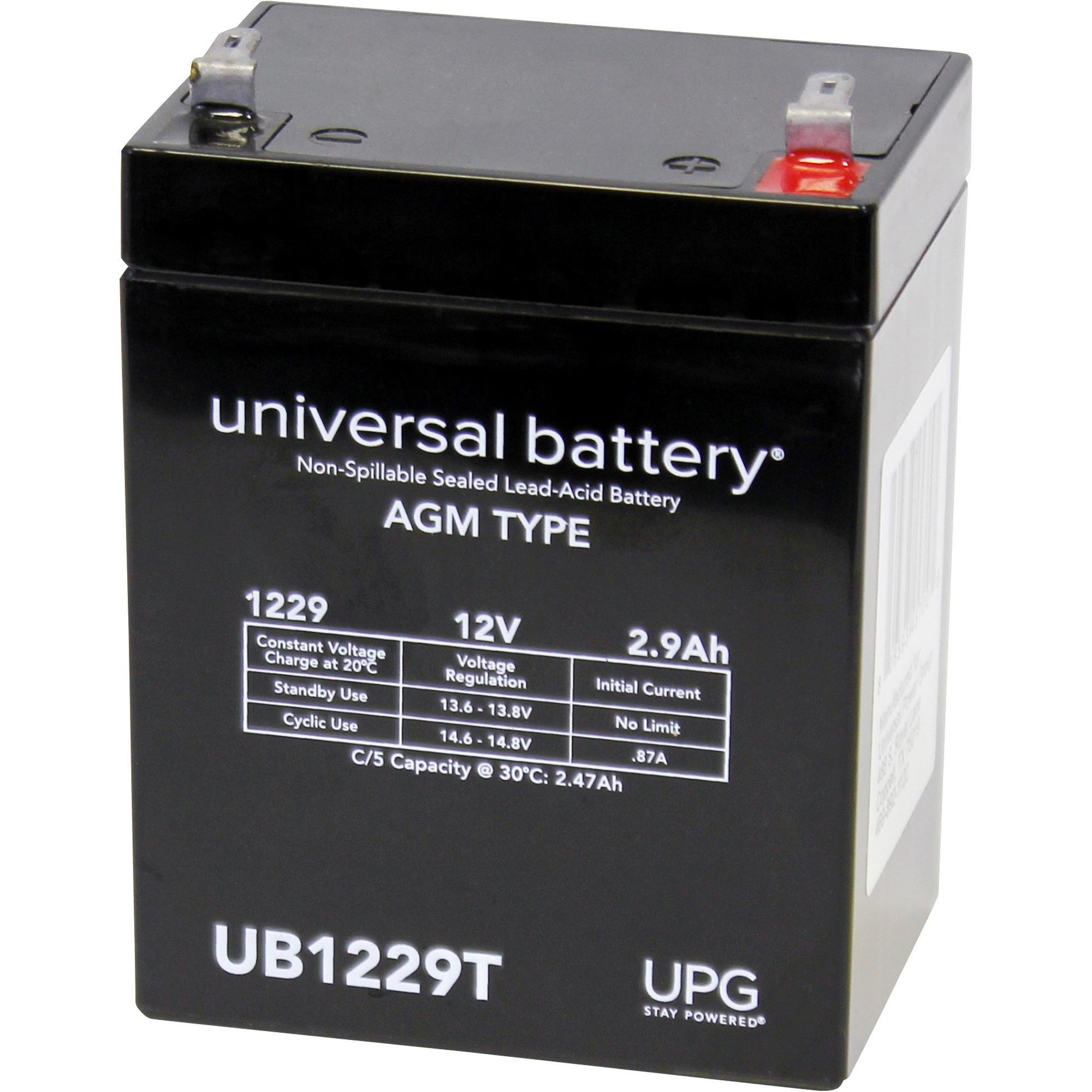 UPG Universal Sealed Lead-Acid Battery, AGM-type, 12V, 2.9 Amps, Model UB1229T