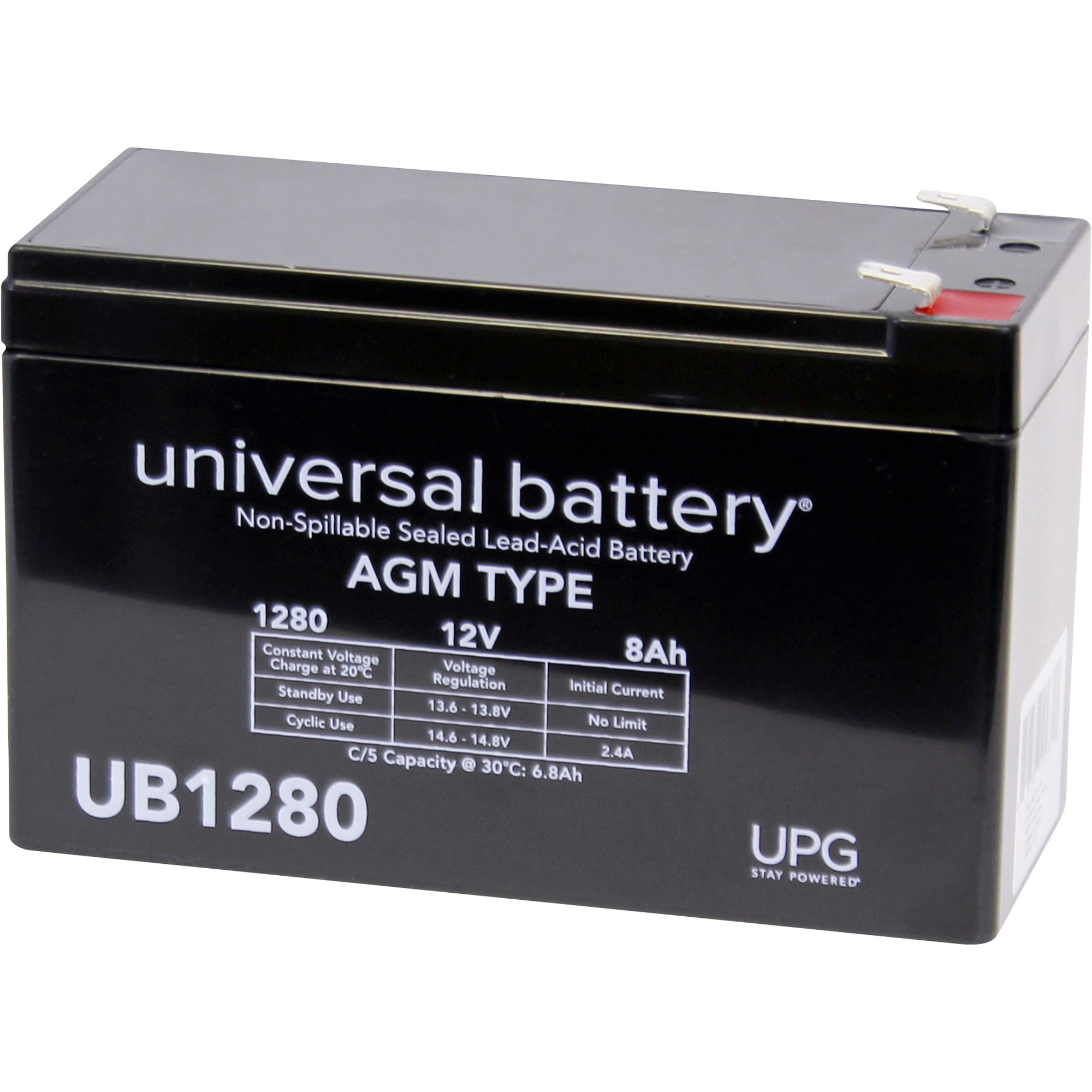 UPG Universal Sealed Lead-Acid Battery, AGM-type, 12V, 8 Amps, Model UB1280