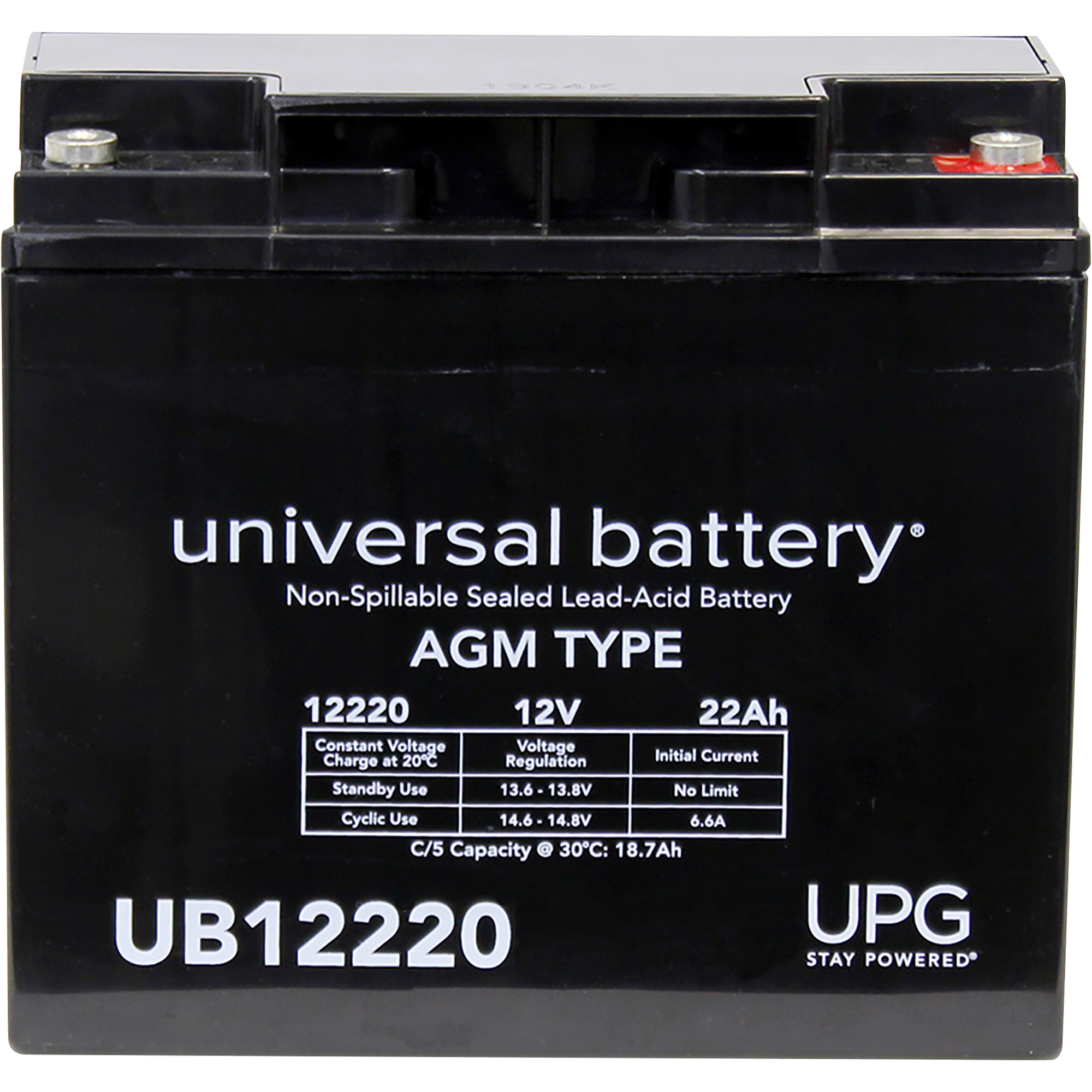 UPG Universal Sealed Lead-Acid Battery, AGM-type, 12V, 22 Amps, Model UN12220