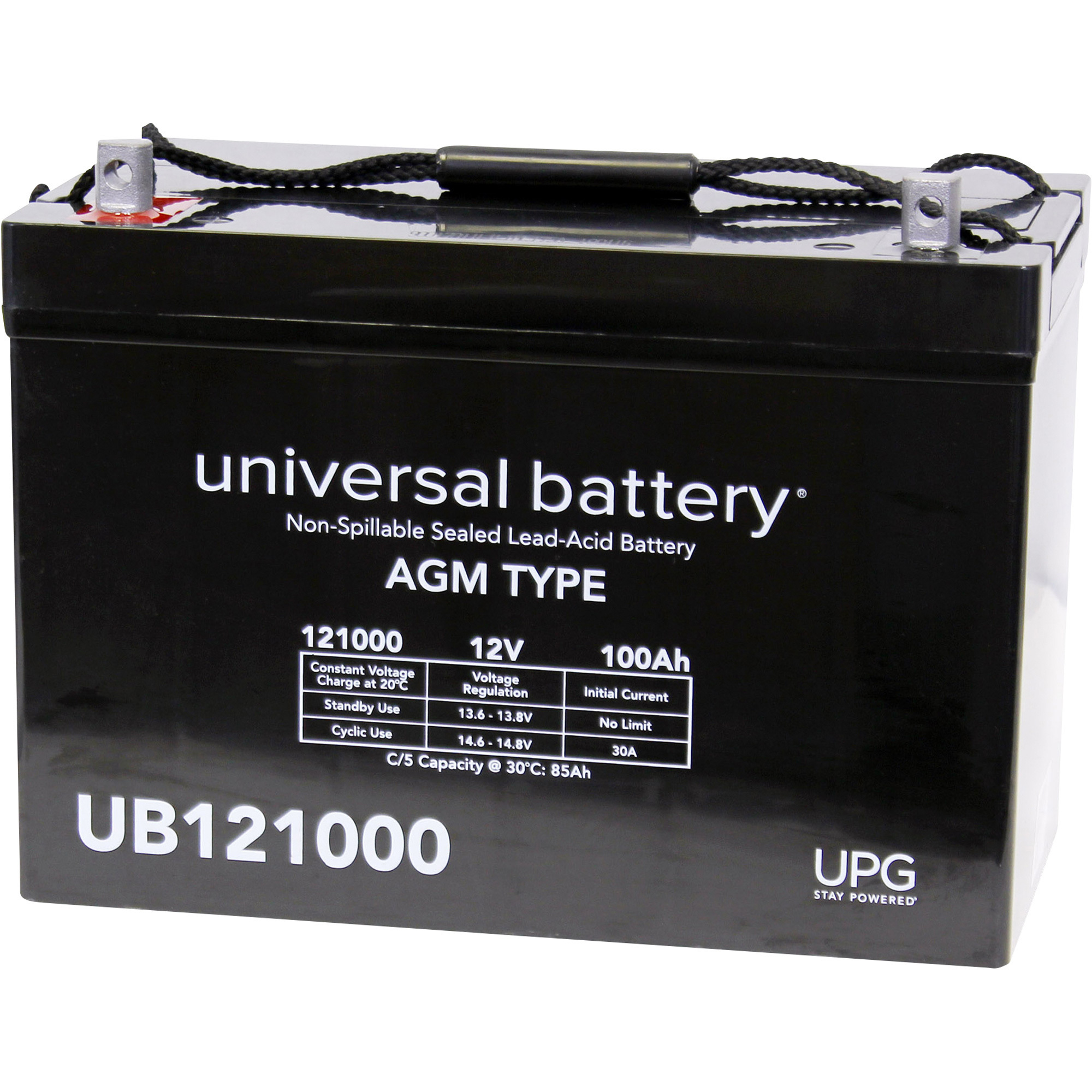 UPG Universal Sealed Lead-Acid Battery, AGM-type, 12V, 100 Amps, Group 27, Model UB121000