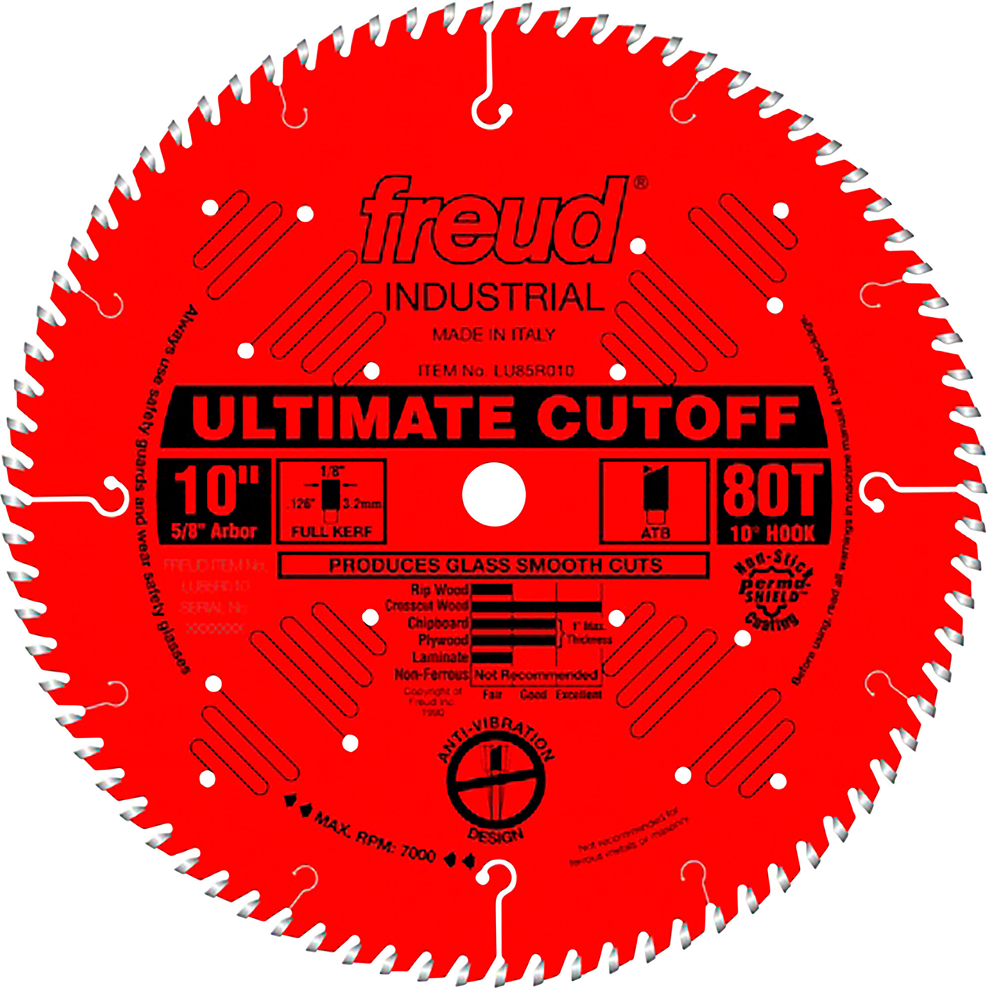 Freud Diablo Ultimate Cutoff Blade, 10Inch, 80 Tooth, Model LU85R010