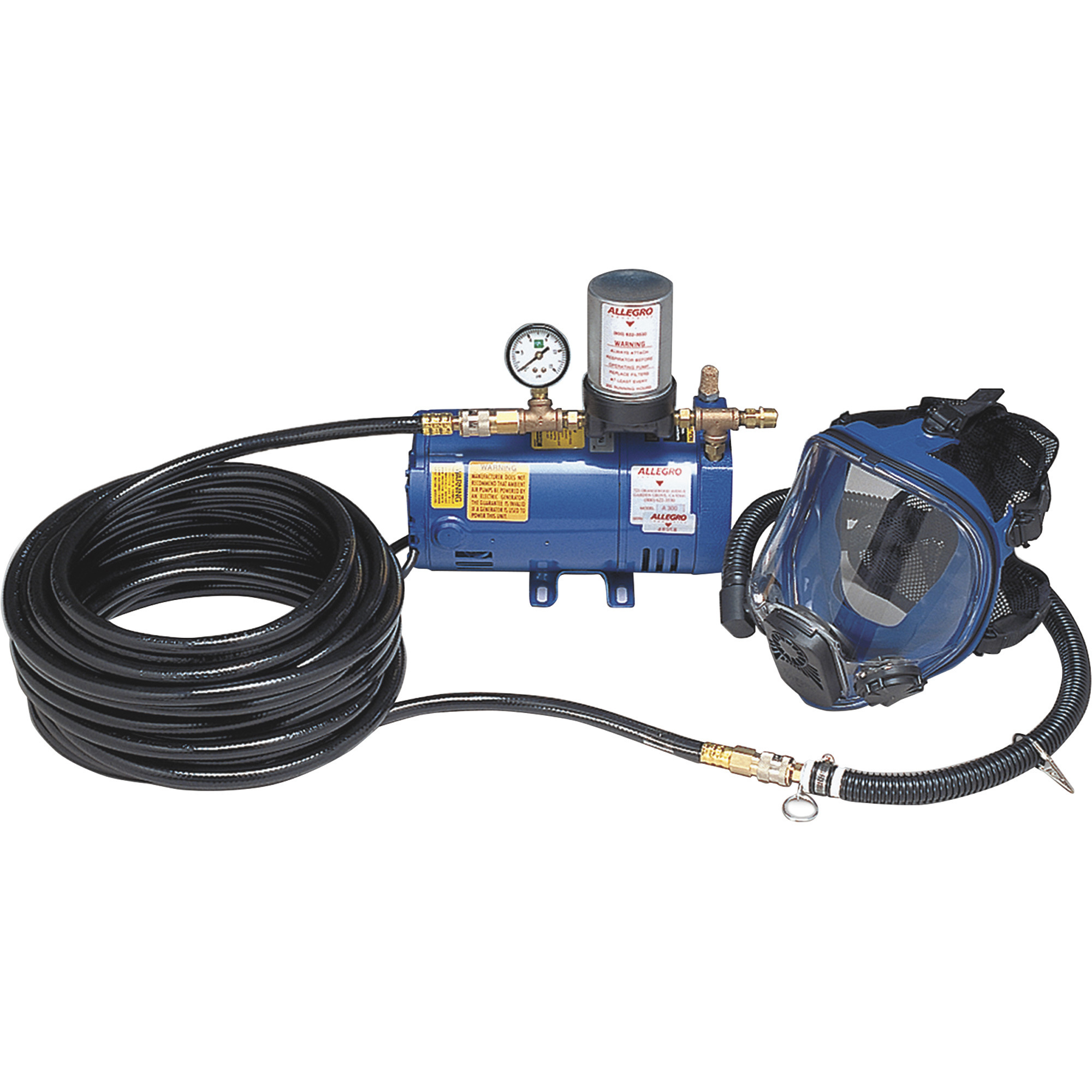 Allegro Full Mask Respirator System, With One HP Ambient Air Pump, One 50ft. Breathing Air Hose, Model 9200-01