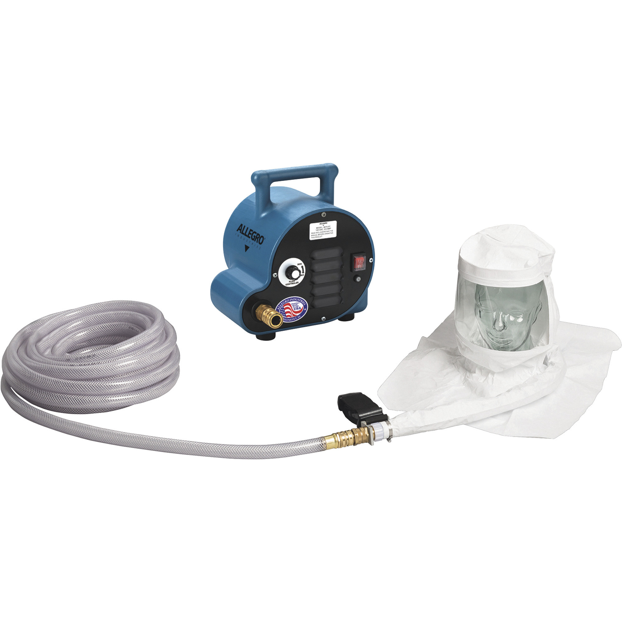 Allegro One Worker Single Bib Hood Respirator System, One Blower, One 50ft. Breathing Air Tube, Model 9221-01A