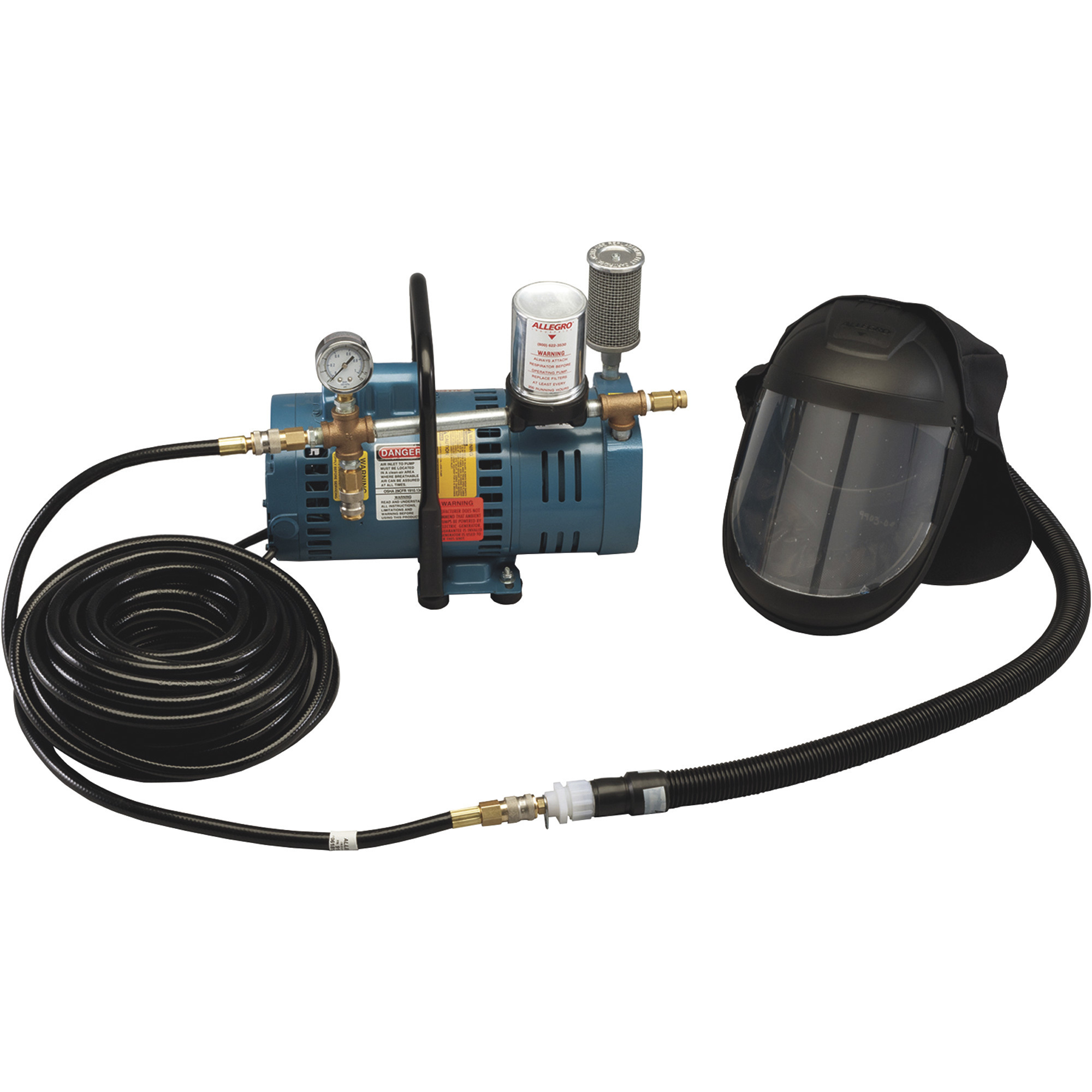 Allegro One Worker Supplied Air Shield Respirator System, One Pump and One 50ft. Breathing Air Hose, Model 9245-01