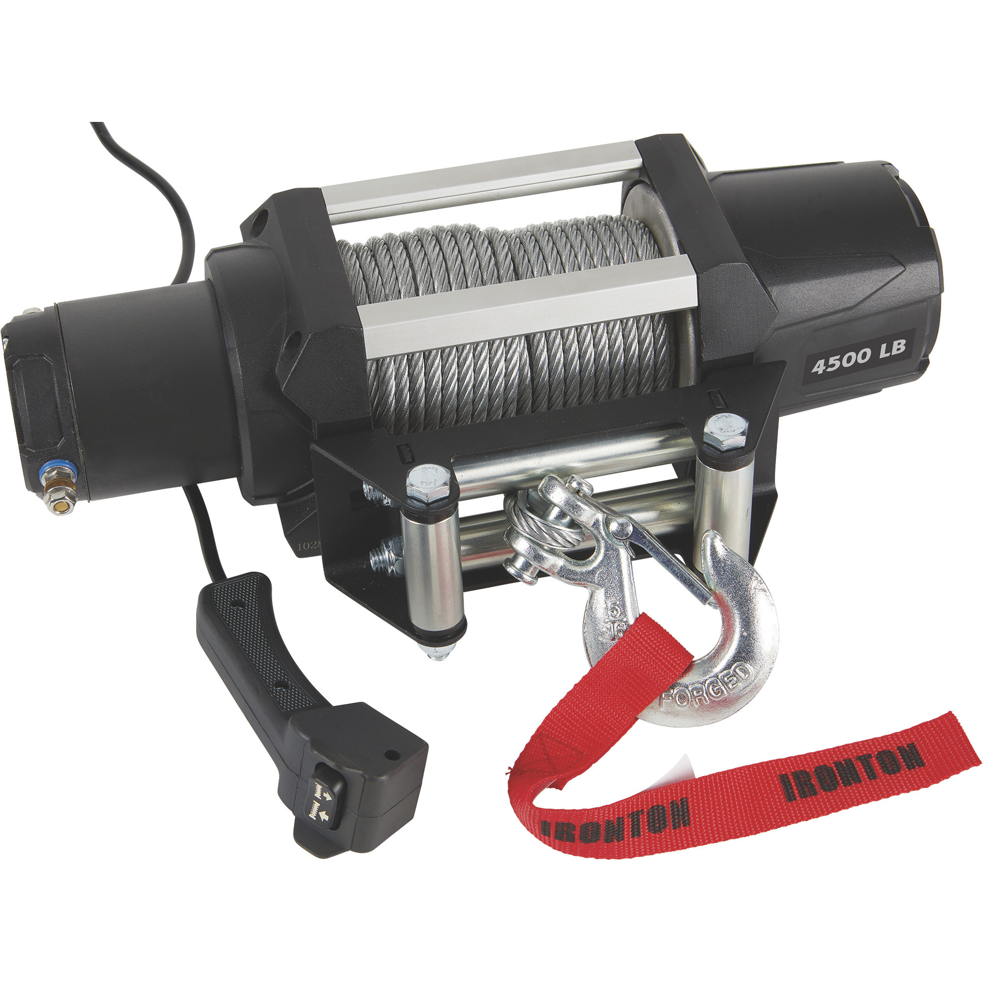 Ironton 12 Volt DC Powered Electric UTV Winch, 4500-Lb. Capacity, Steel Wire Rope