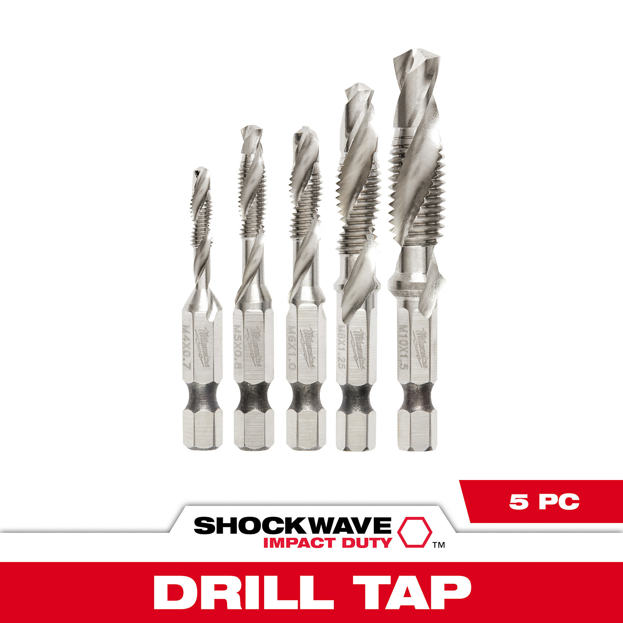 Milwaukee Shockwave Metric Impact Drill Tap Set, 5-Piece, Model 8-89-4875