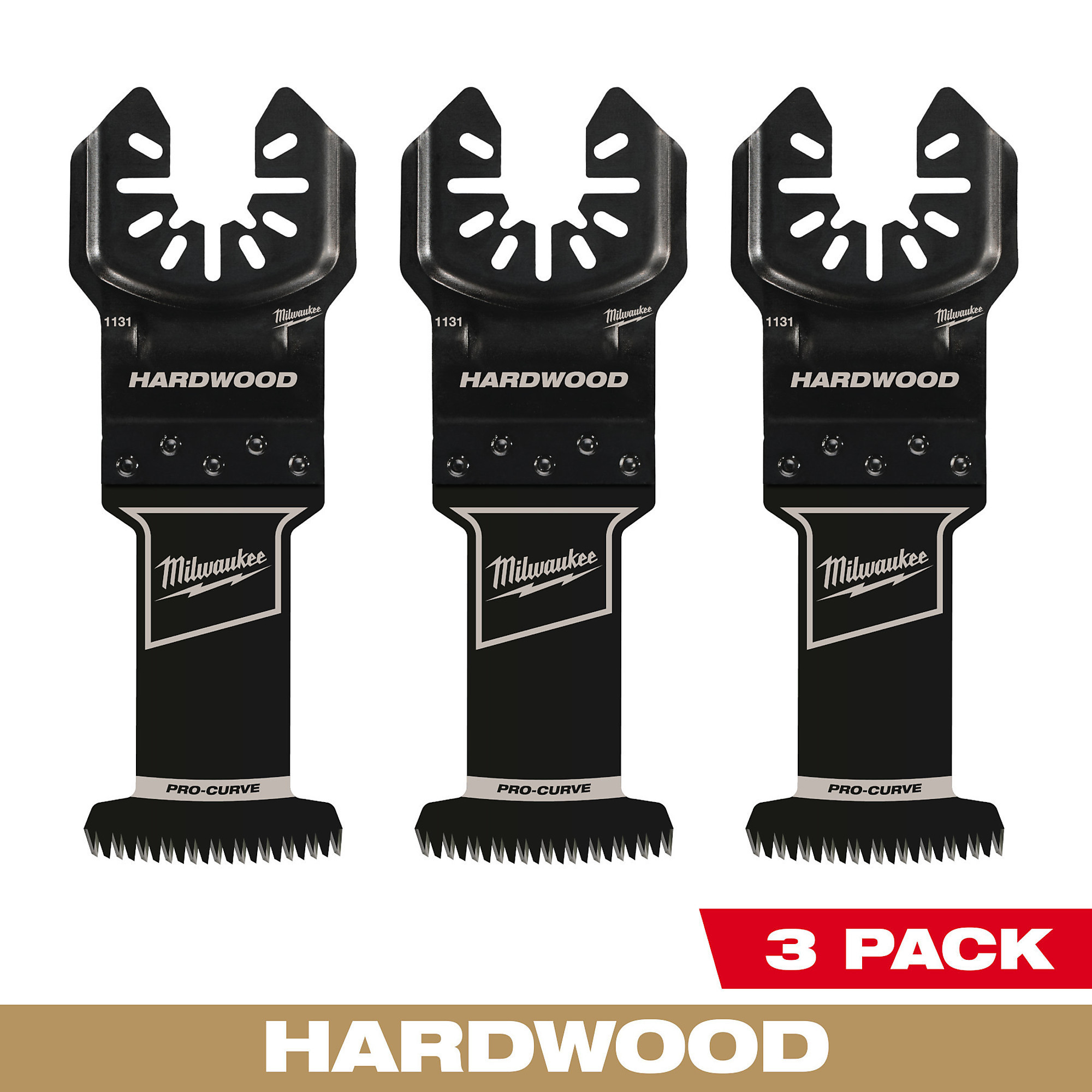 Milwaukee Universal Fit Open-Lok 1 3/8Inch HCS Japanese Tooth Pro-Curve Hardwood Blade Set, 3-Piece, For Oscillating Multi-Tools Model 49-25-1133