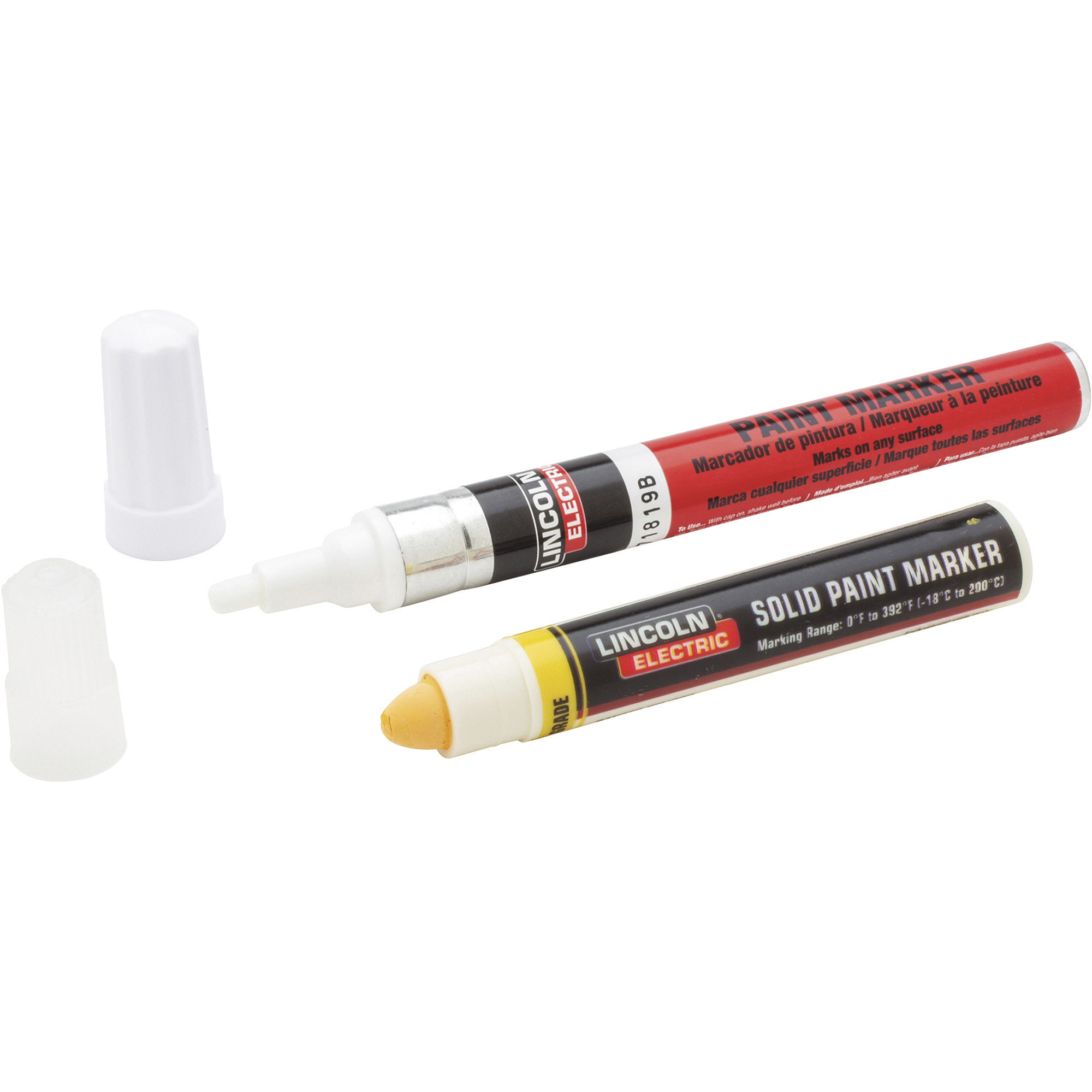 Lincoln Electric Paint Markers, 2-Ct. Pkg., White and Yellow, Model KH982