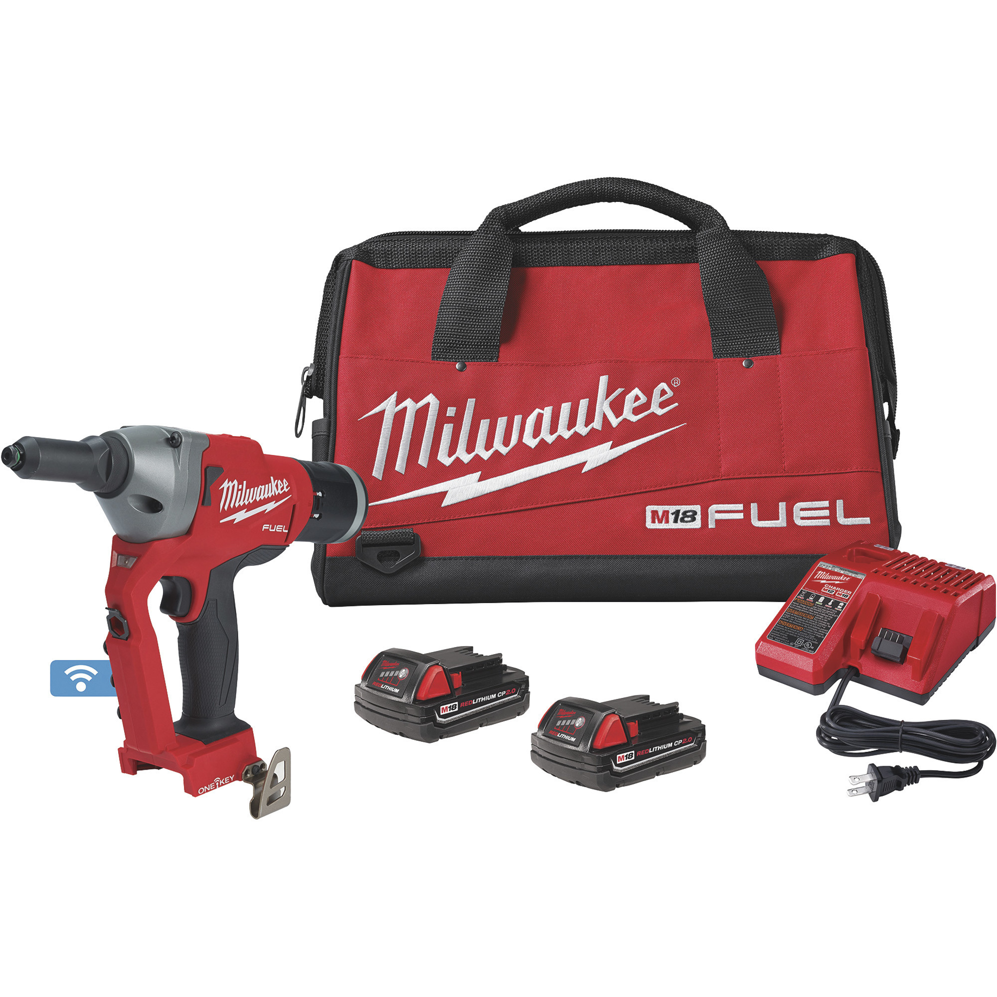 Milwaukee M18 FUEL 1/4Inch Blind Rivet Tool with One-Key Kit, 2 Batteries, Model 2660-22CT