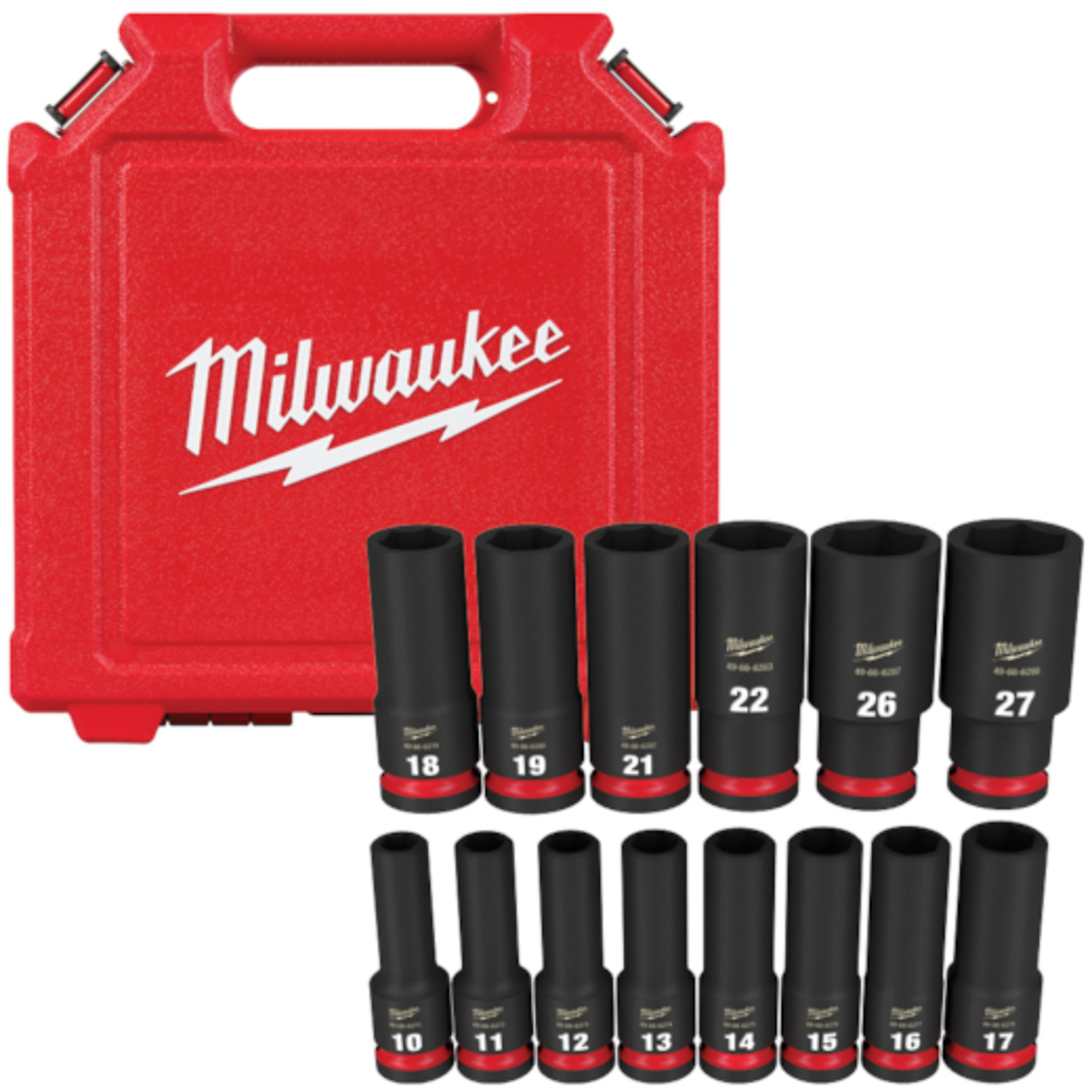 Milwaukee Shockwave Impact Duty 1/2Inch-Drive 6-Point Socket Set, 14-Piece, Metric, Model 49-66-7014