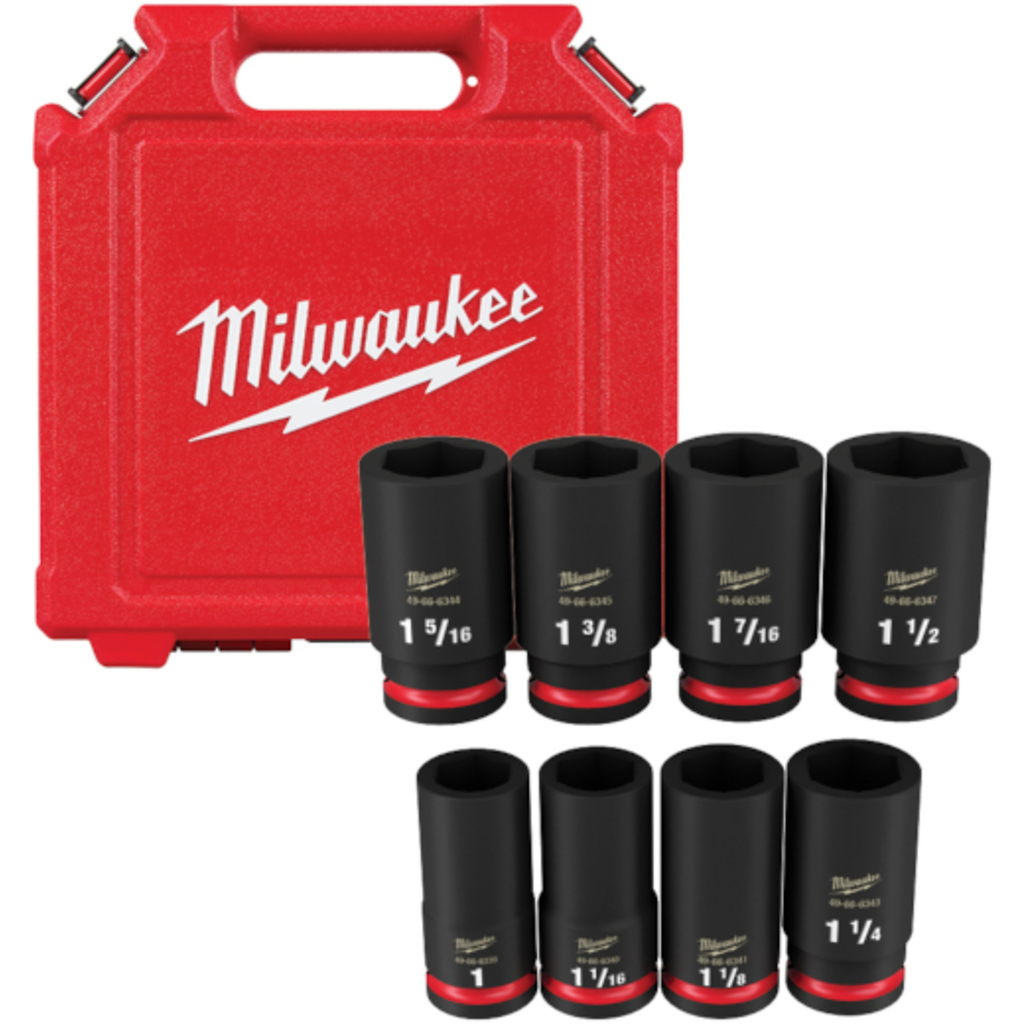 Milwaukee Shockwave Impact Duty 3/4Inch-Drive, 6-Point Socket Set, 8-Piece, SAE, Model 49-66-7018