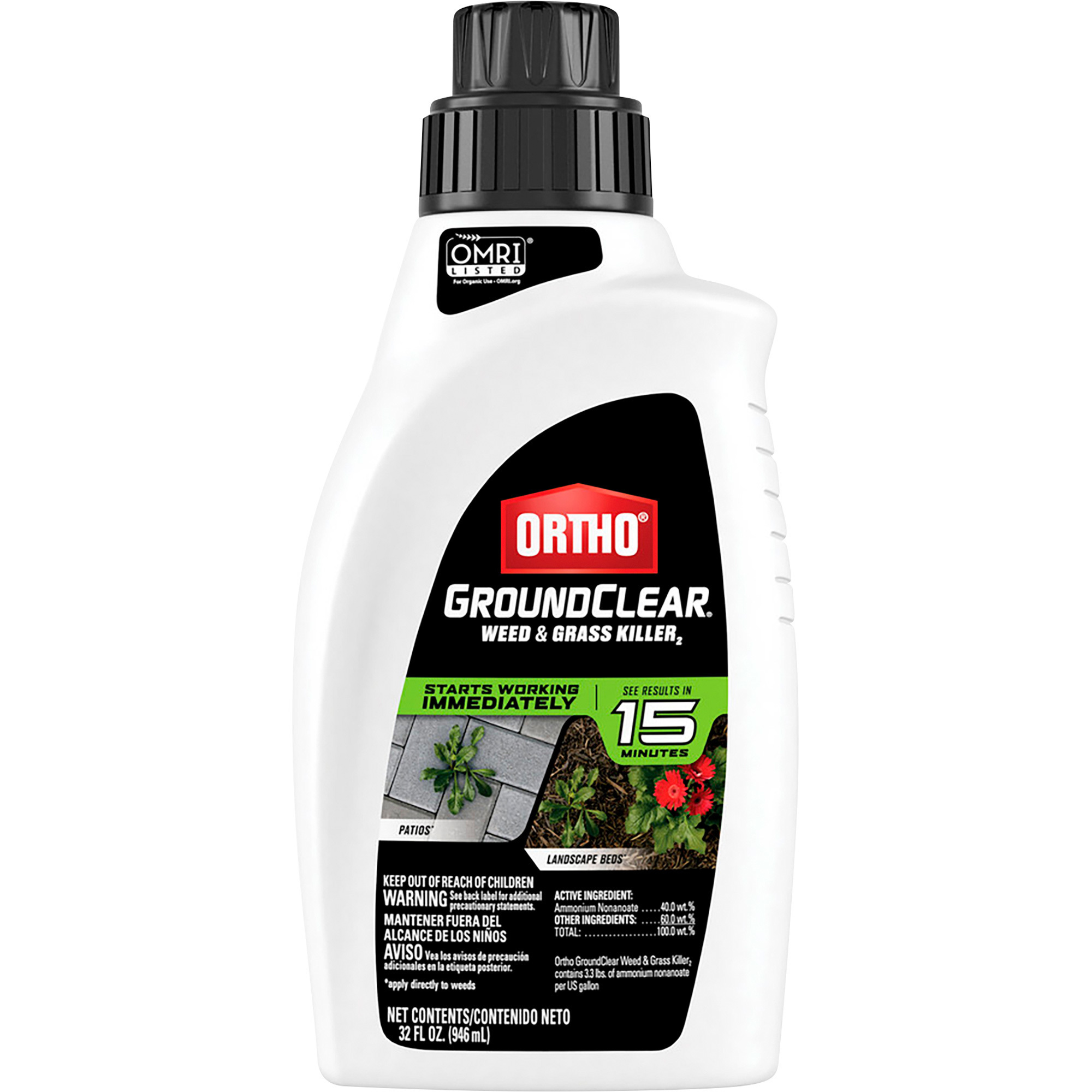 Ortho GroundClear Weed & Grass Killer2 â 32-Oz. Bottle of Concentrate, Model 4650306