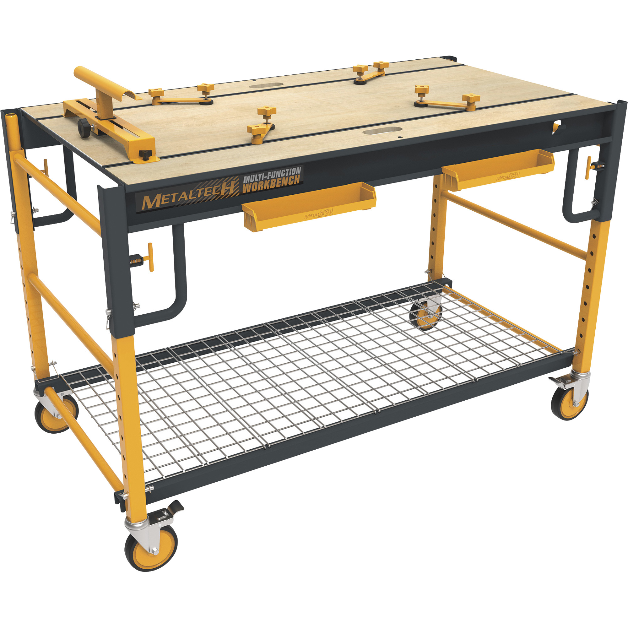 Metaltech 5-in-1 Multi-Function Rolling Scaffold Workbench â 500-Lb. Capacity, 56.4Inch L x 29.2Inch D x 37.4Inch H, Model I-SB3M