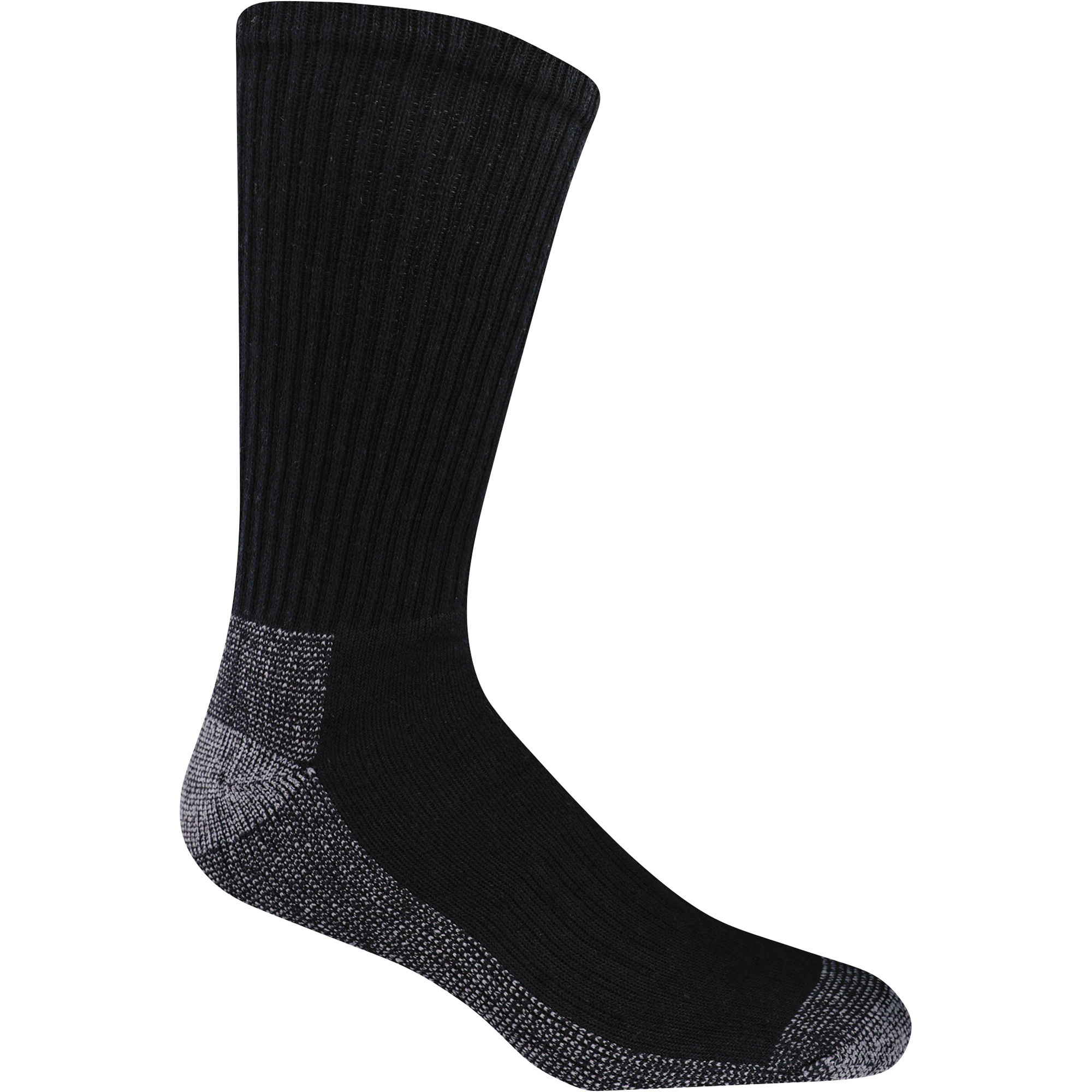 Fruit of the Loom Work Gear Poly/Cotton Crew Socks, 6 Pairs, Black, Large, Model FRM10124C6C2001 Black