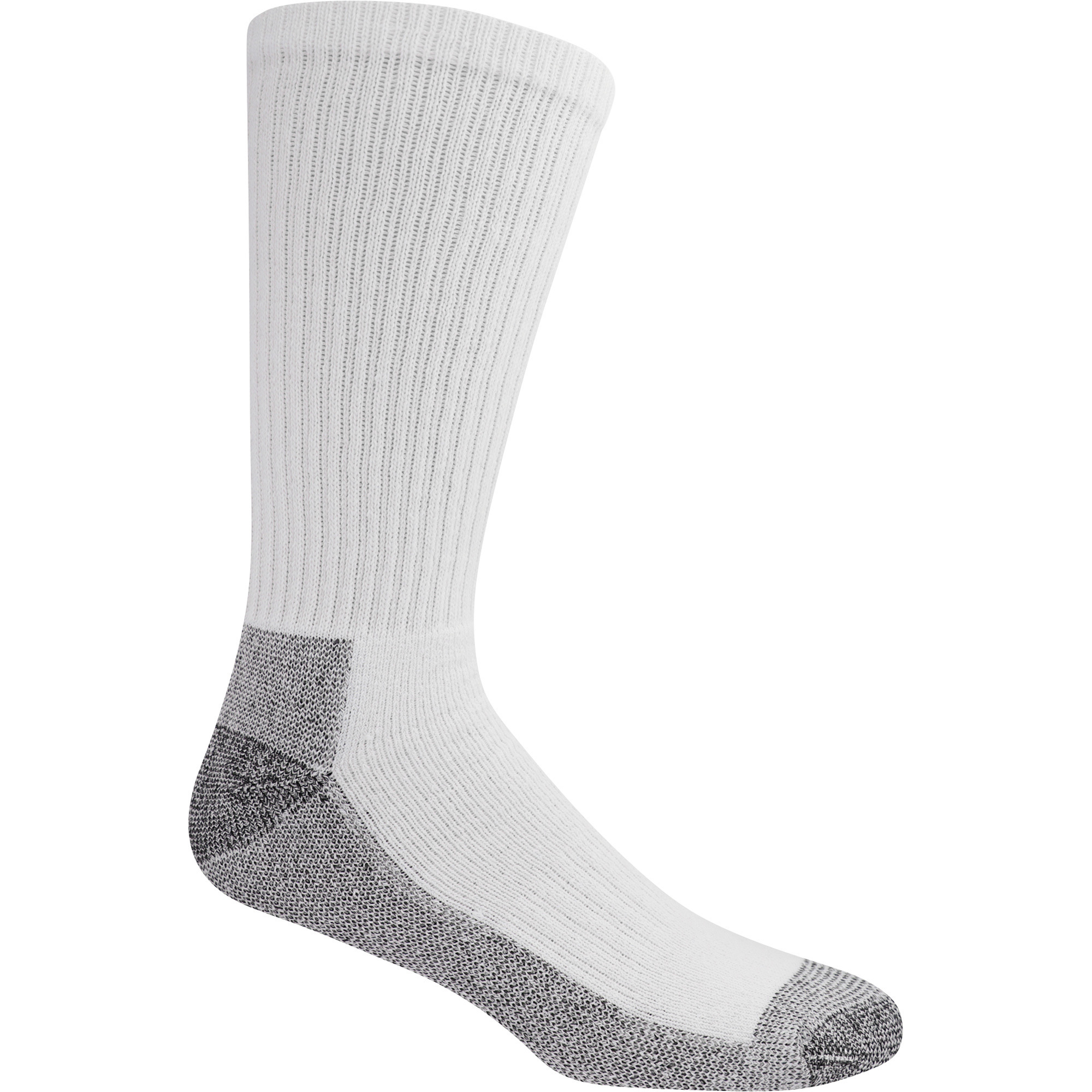 Fruit of the Loom All Season Poly/Cotton Crew Socks, 6 Pairs, White, Large, Model FRM10578C6C2001 WHITE