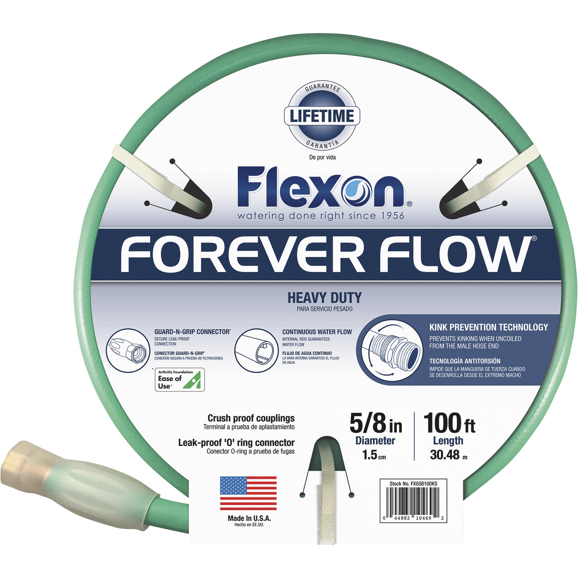 Flexon Forever Flow Heavy-Duty 5-Ply Hose, 5/8Inch x 100ft., Model FXG58100KS